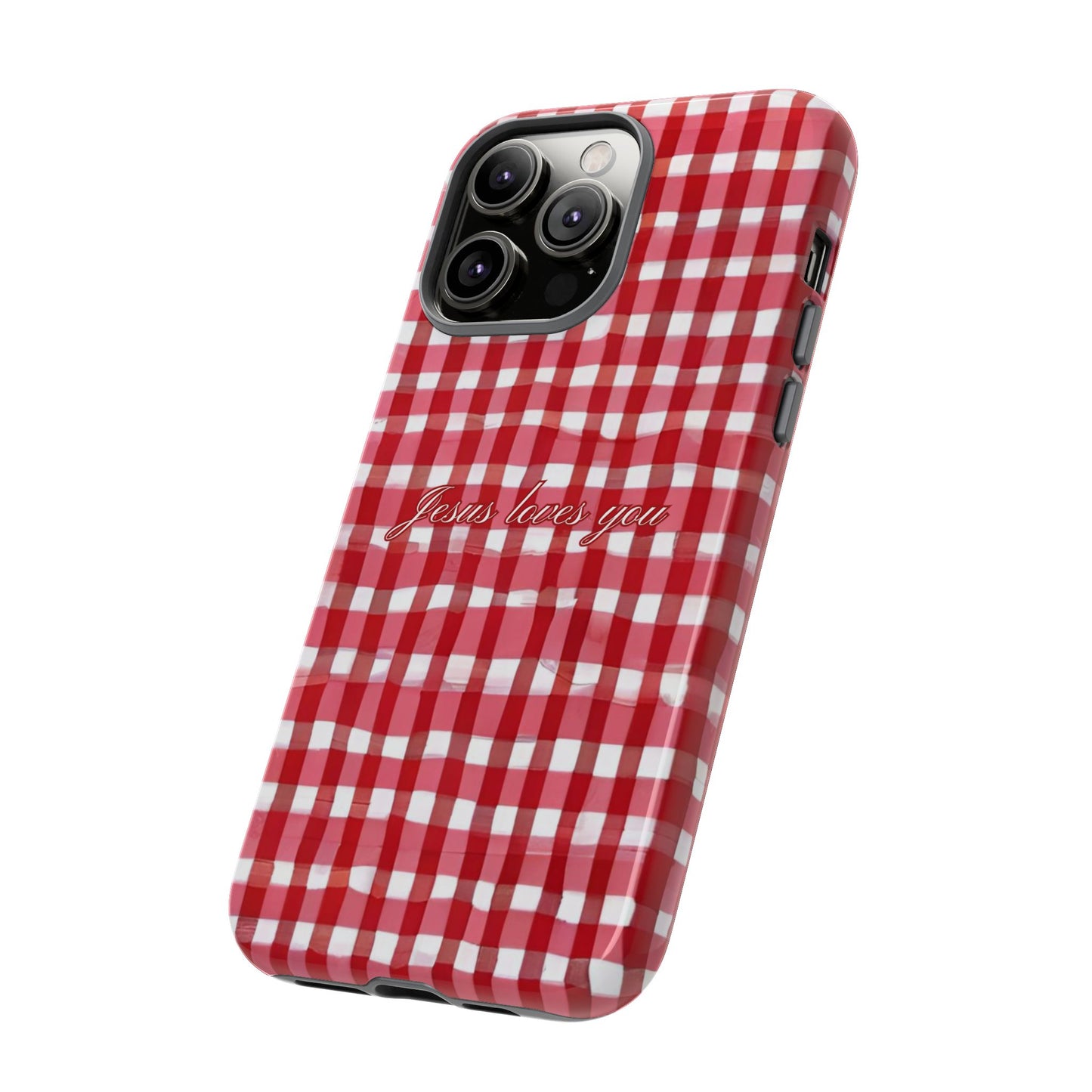 Jesus loves you Gingham phone case