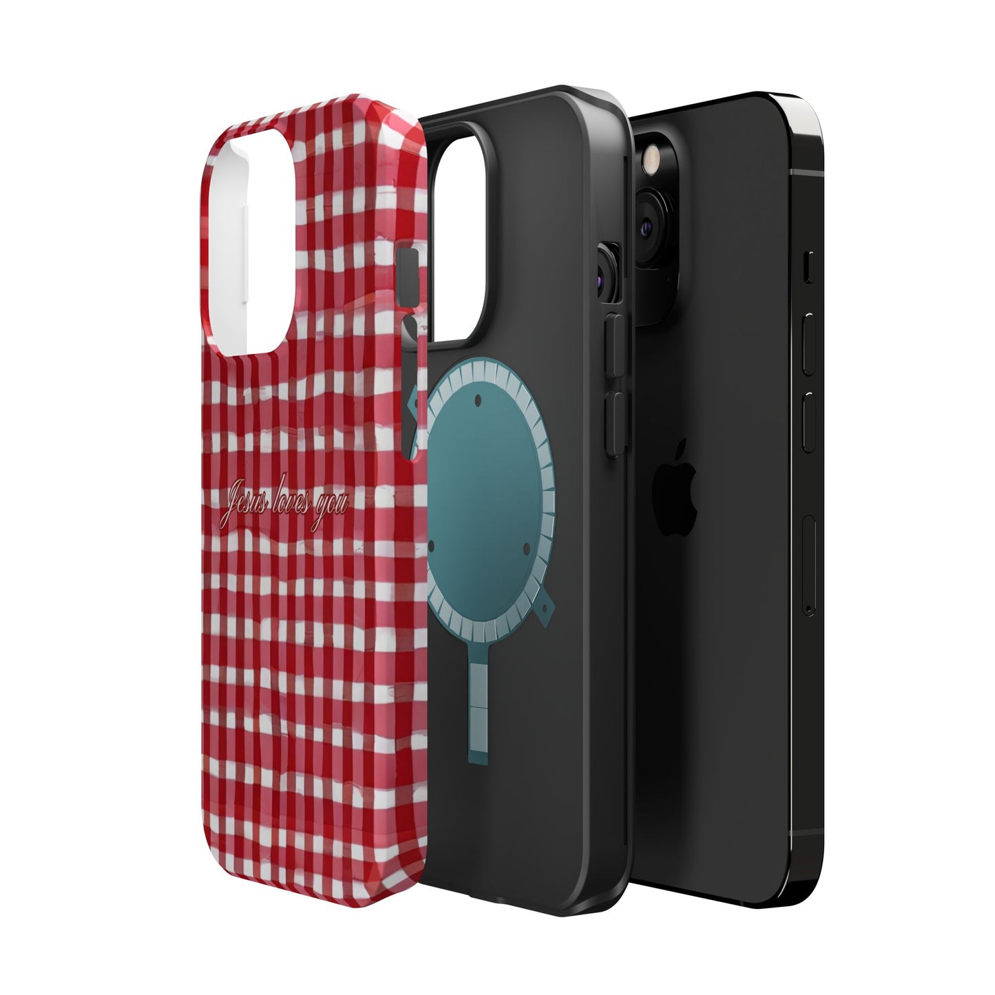 Jesus loves you Gingham MagSafe Phone Case