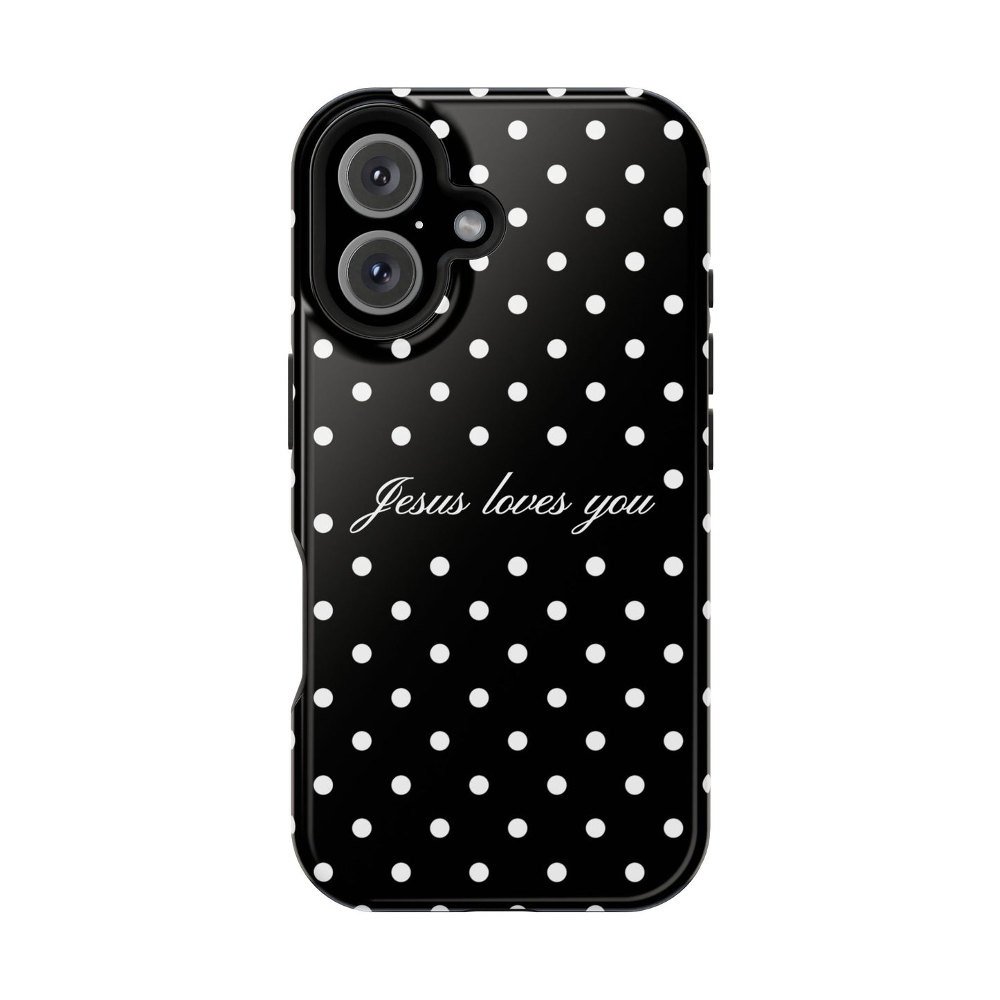 Jesus loves you Black Polka Dot Phone Case MagSafe