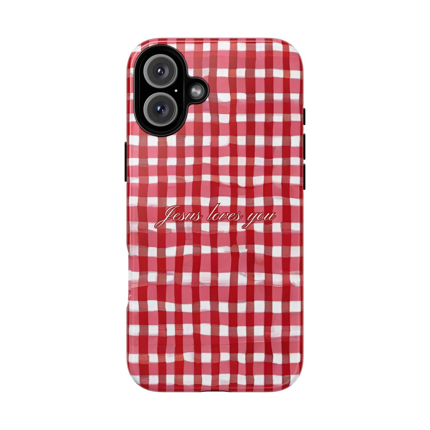 Jesus loves you Gingham phone case