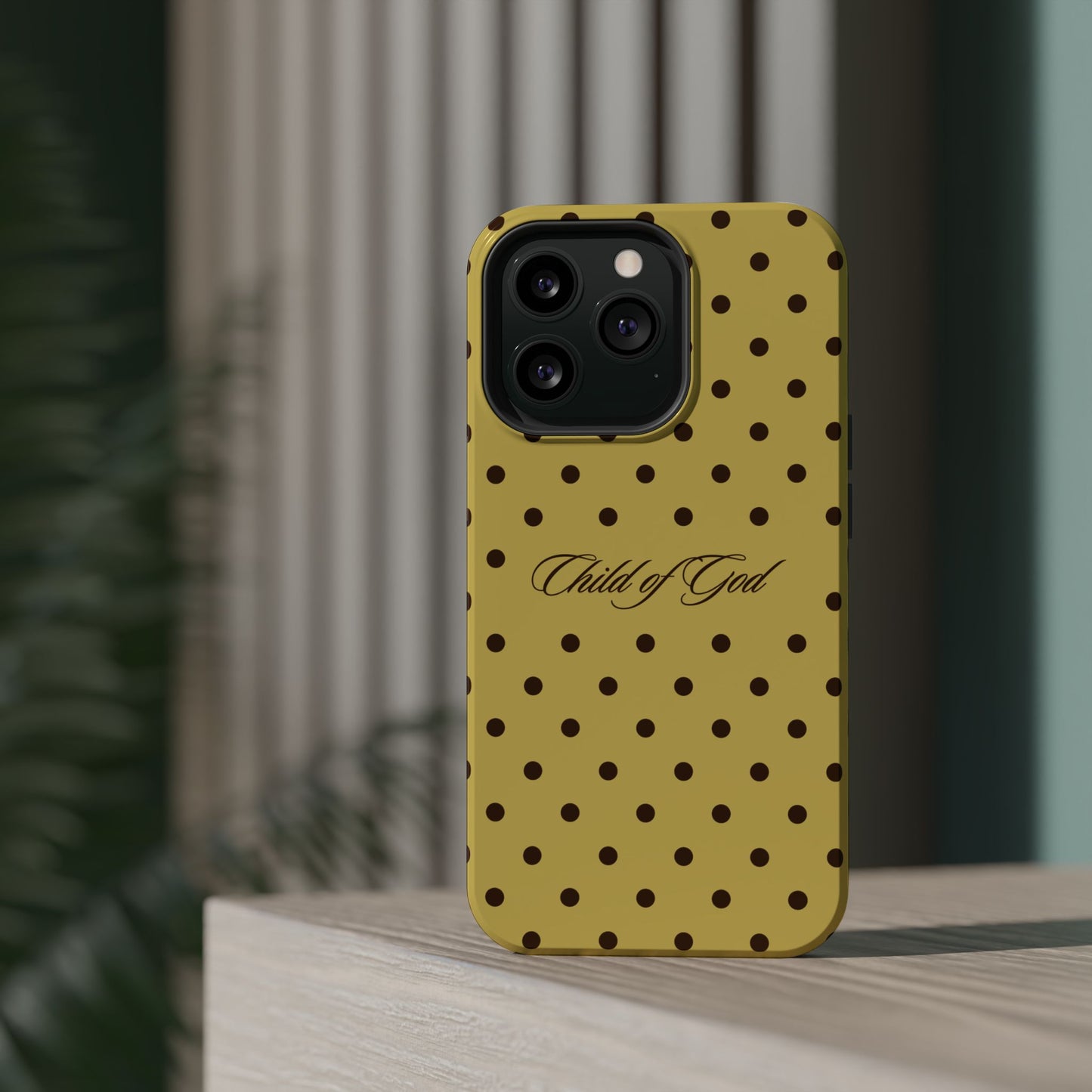 Child of God Yellow and Brown Polka Dot MagSafe Phone Case