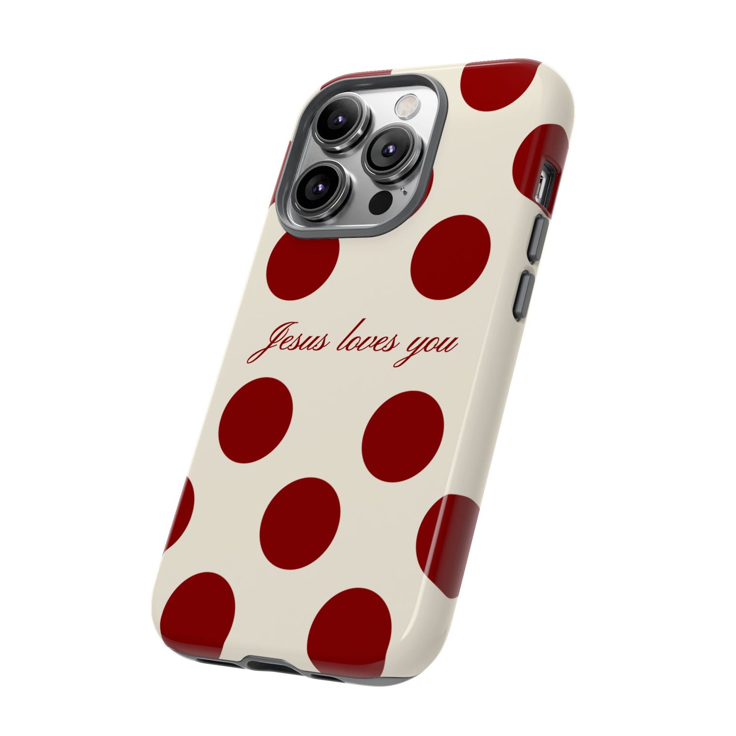 Jesus loves you Red and Créame Phone Case
