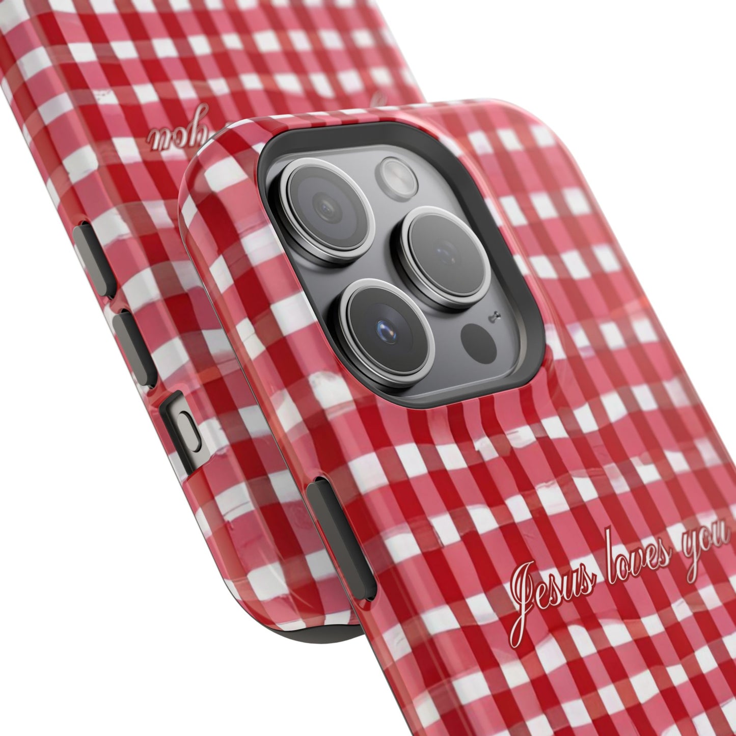 Jesus loves you Gingham MagSafe Phone Case