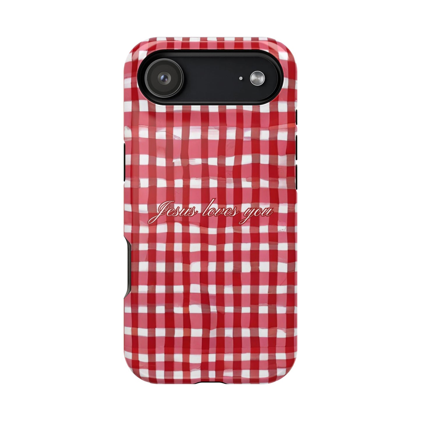 Jesus loves you Gingham MagSafe Phone Case