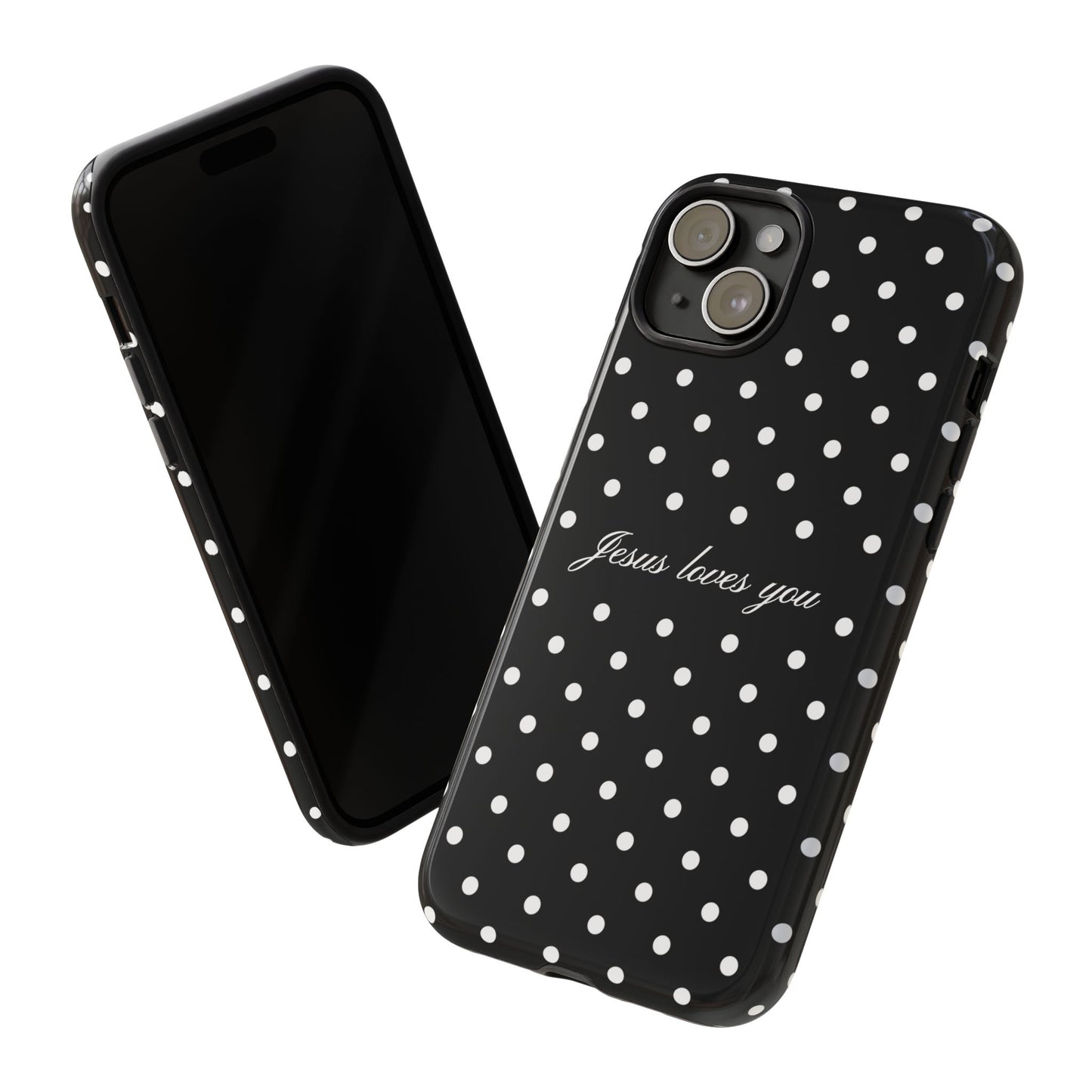 Jesus Loves You Black Polka Dot Phone Case