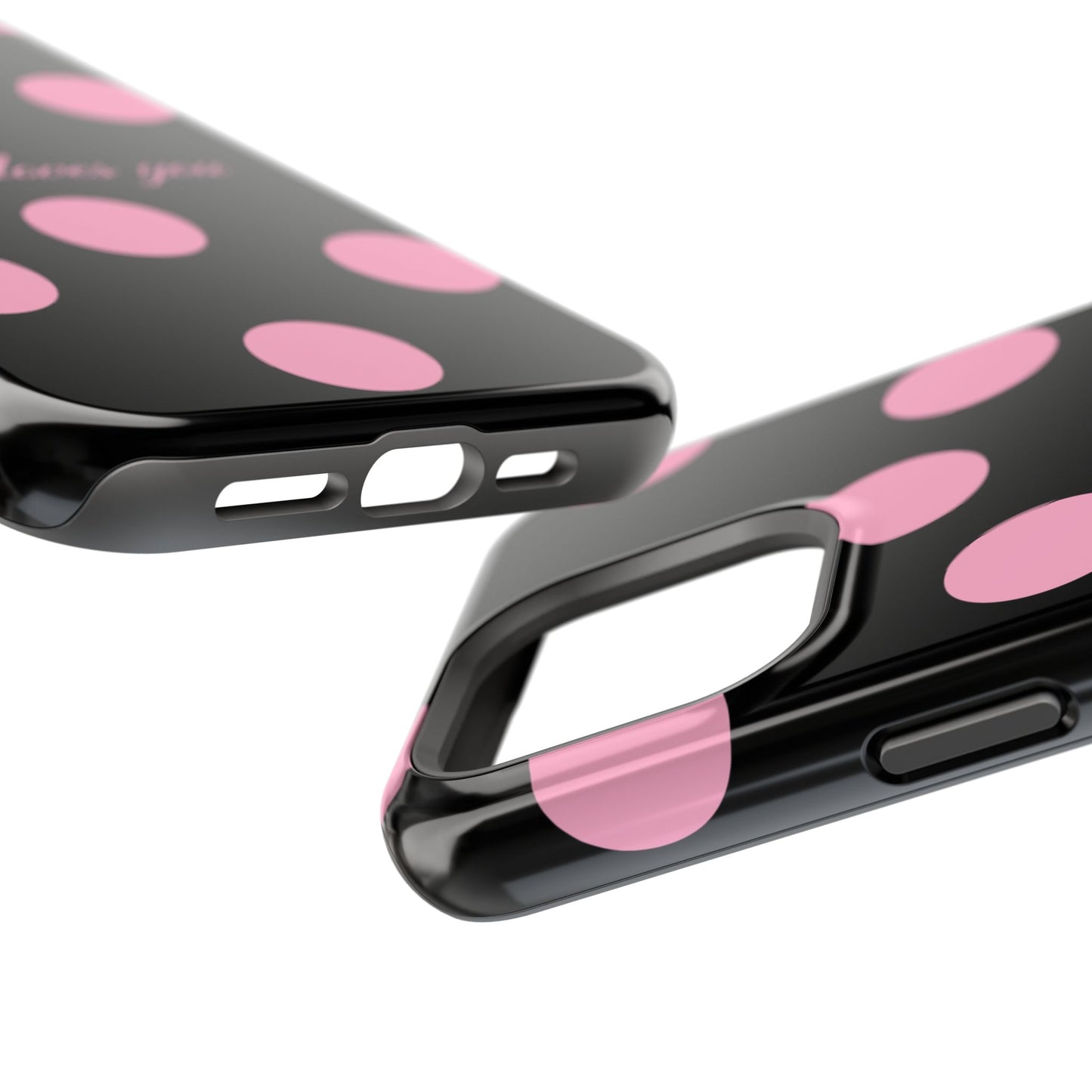 Jesus loves you Pink and Black Polka Dot MagSafe Phone Case