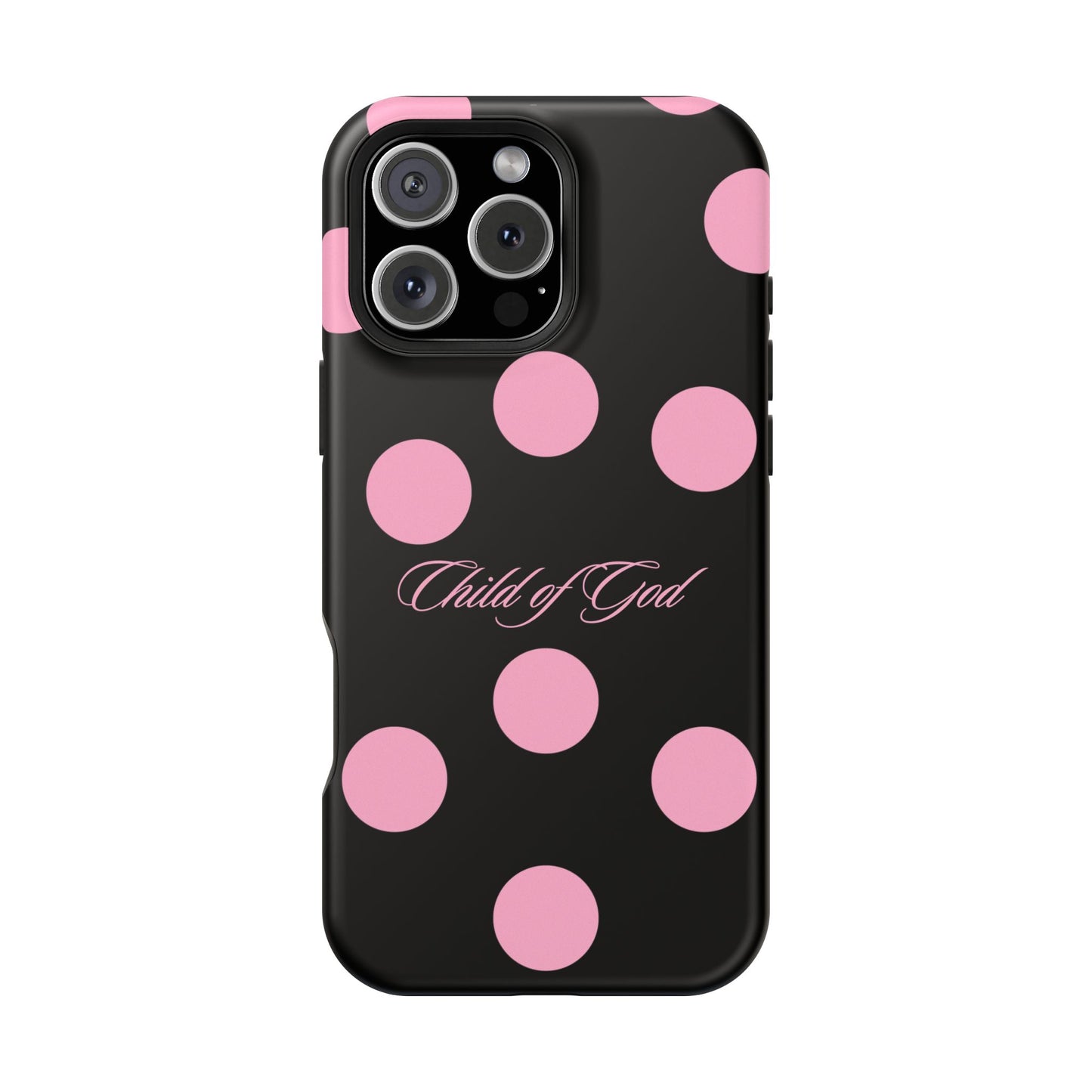 Child of God Pink and Black Polka Dot MagSafe Phone Case