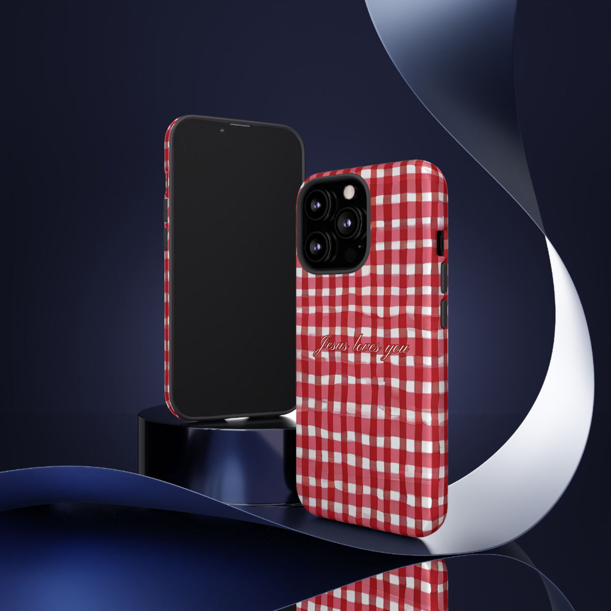 Jesus loves you Gingham phone case