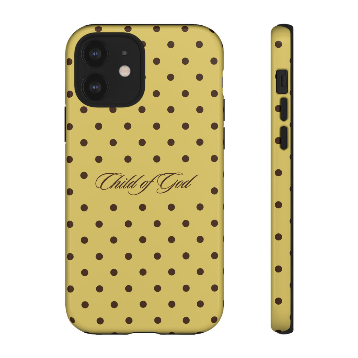 Child of God Brown & Yellow Polka Dot Phone Case