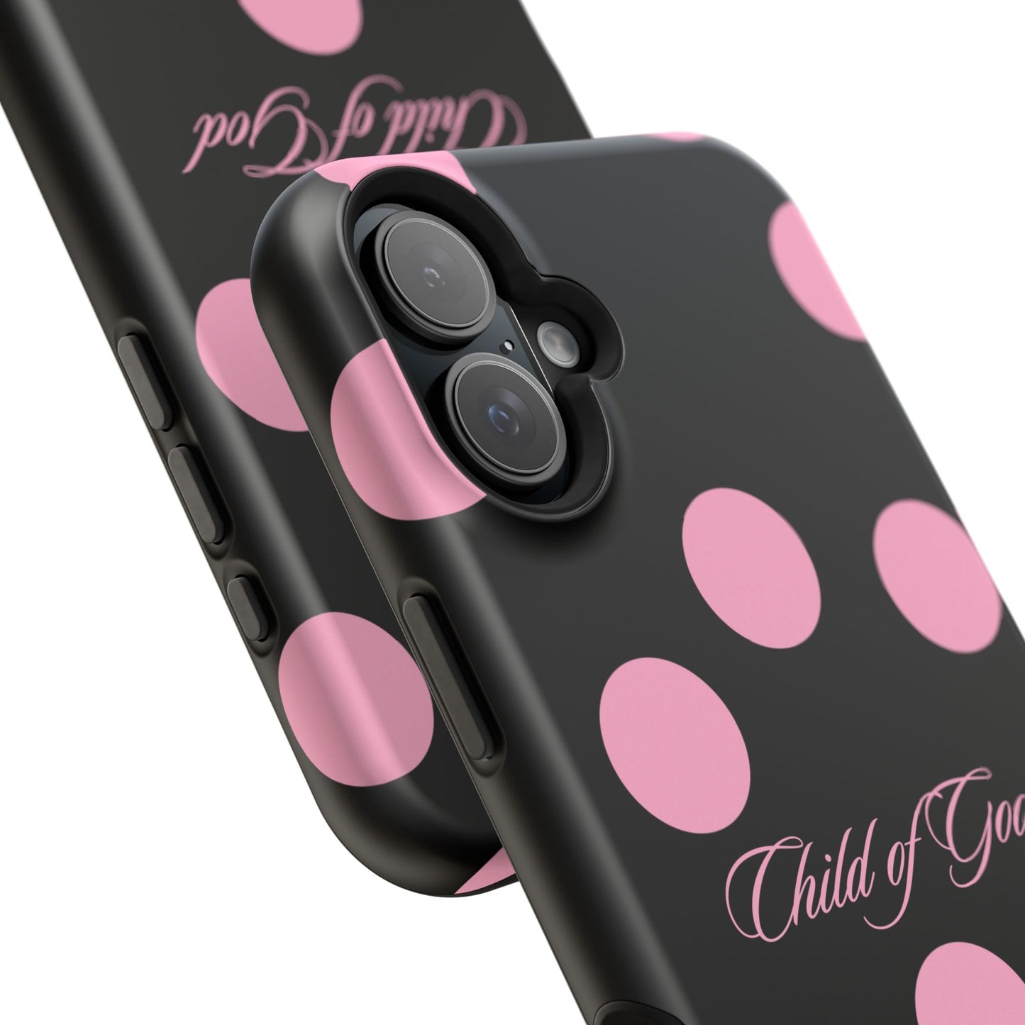 Child of God Pink and Black Polka Dot MagSafe Phone Case