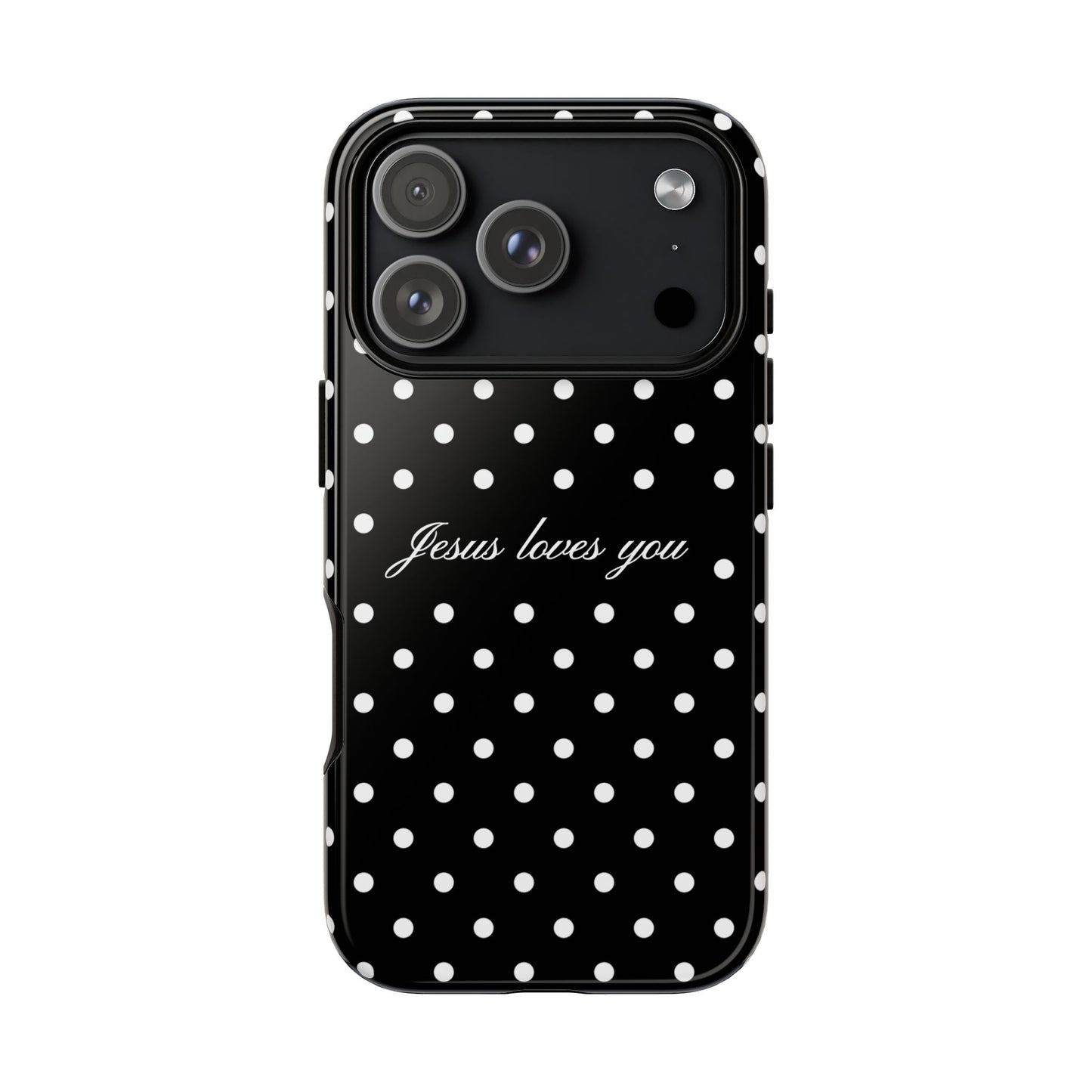 Jesus Loves You Black Polka Dot Phone Case
