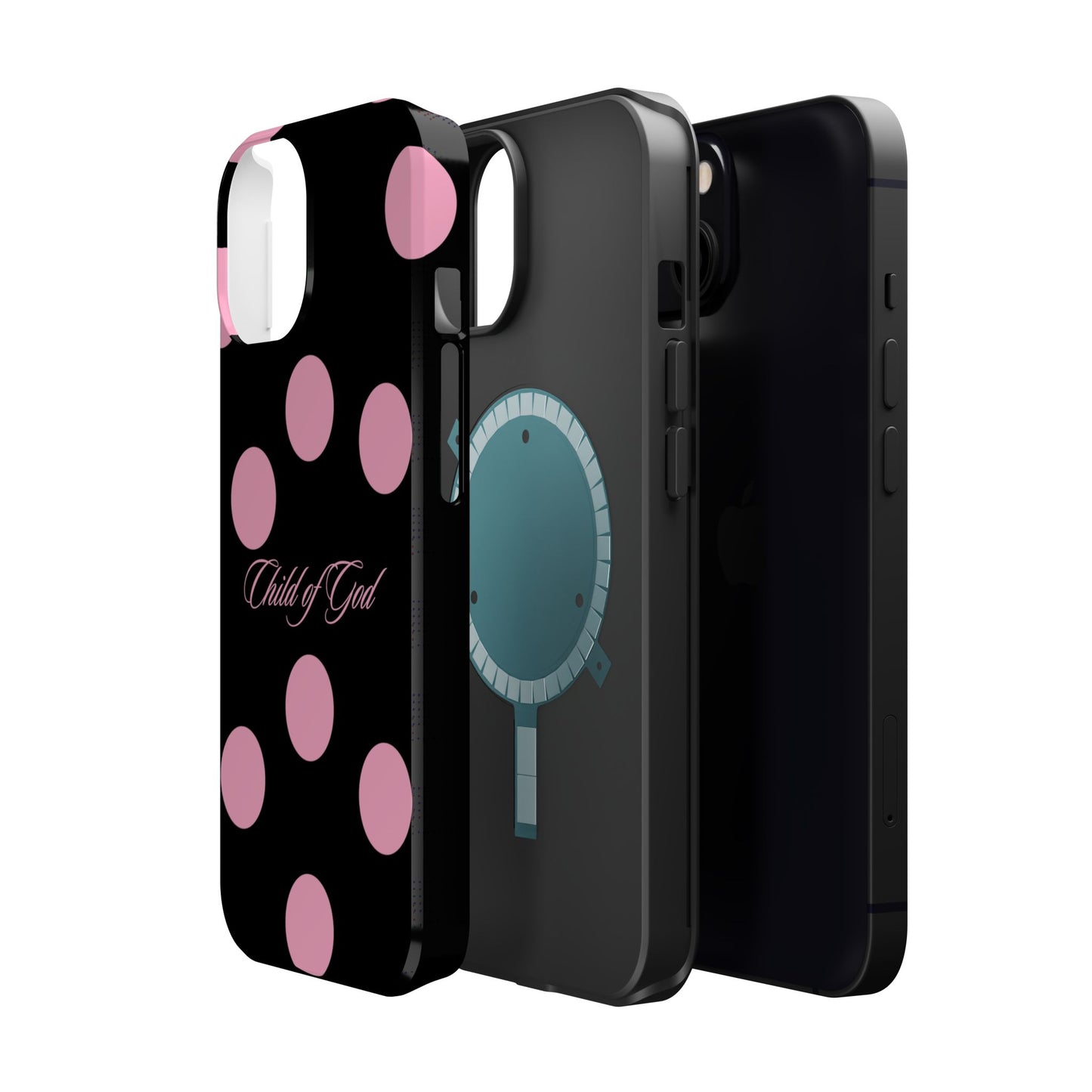 Child of God Pink and Black Polka Dot MagSafe Phone Case