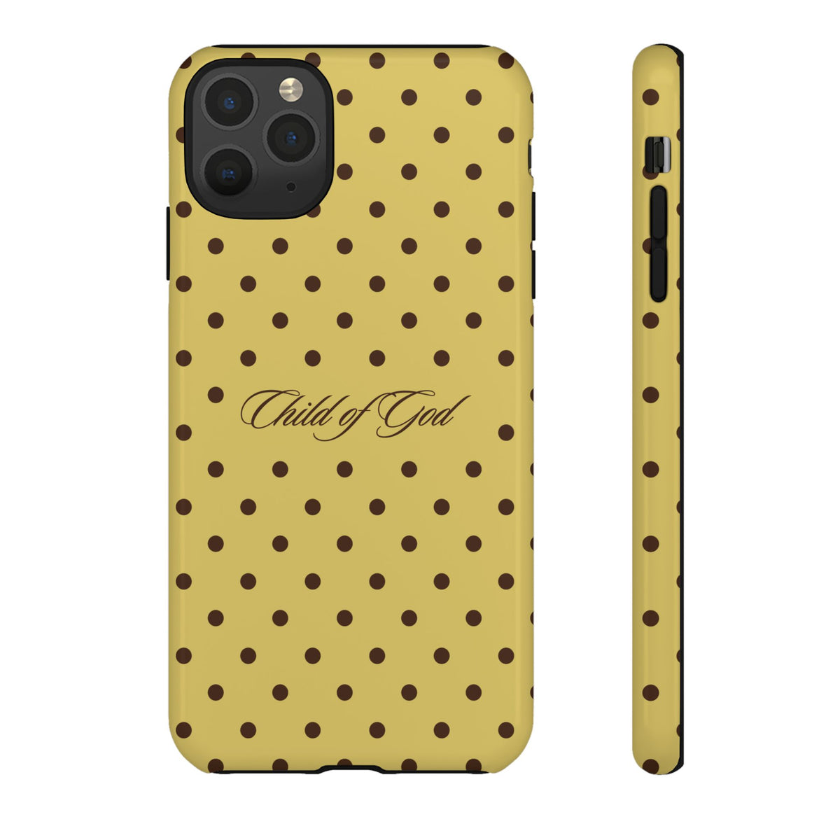 Child of God Brown & Yellow Polka Dot Phone Case