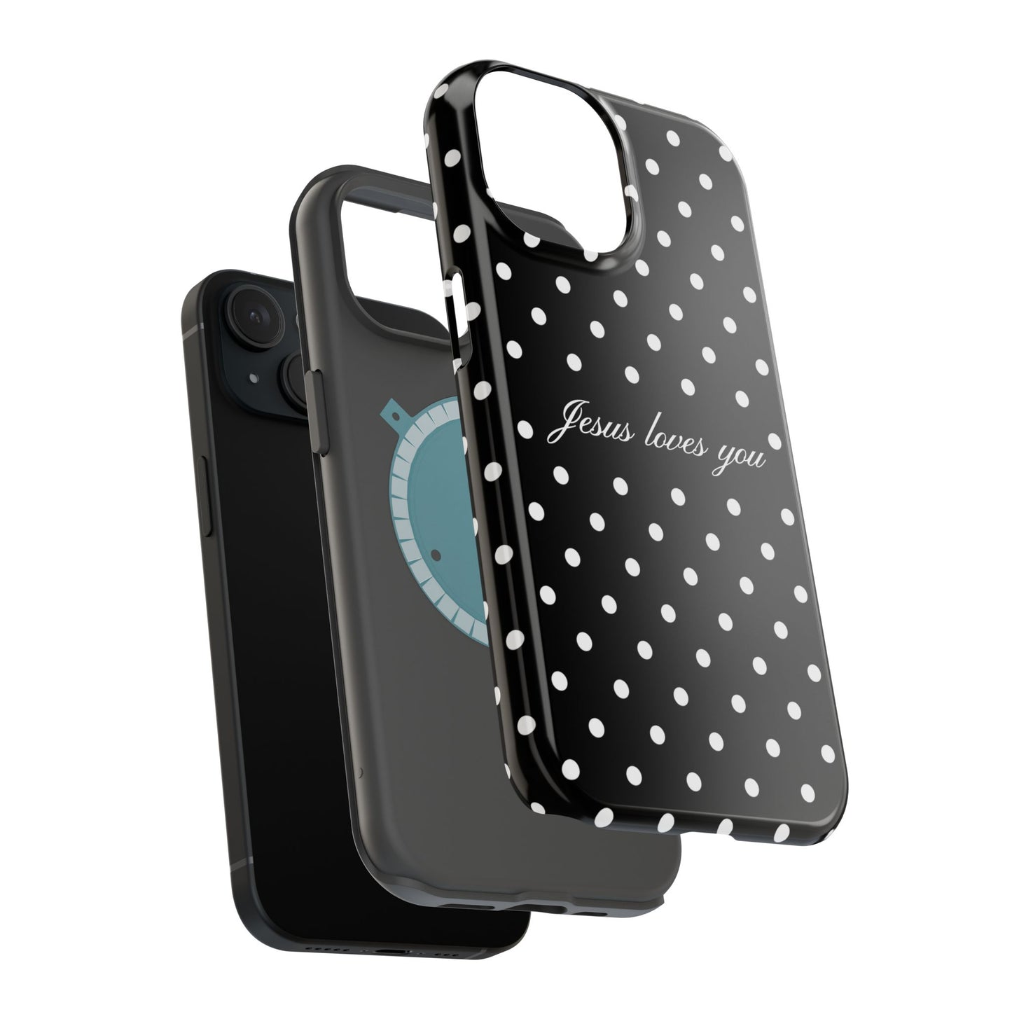 Jesus loves you Black Polka Dot Phone Case MagSafe