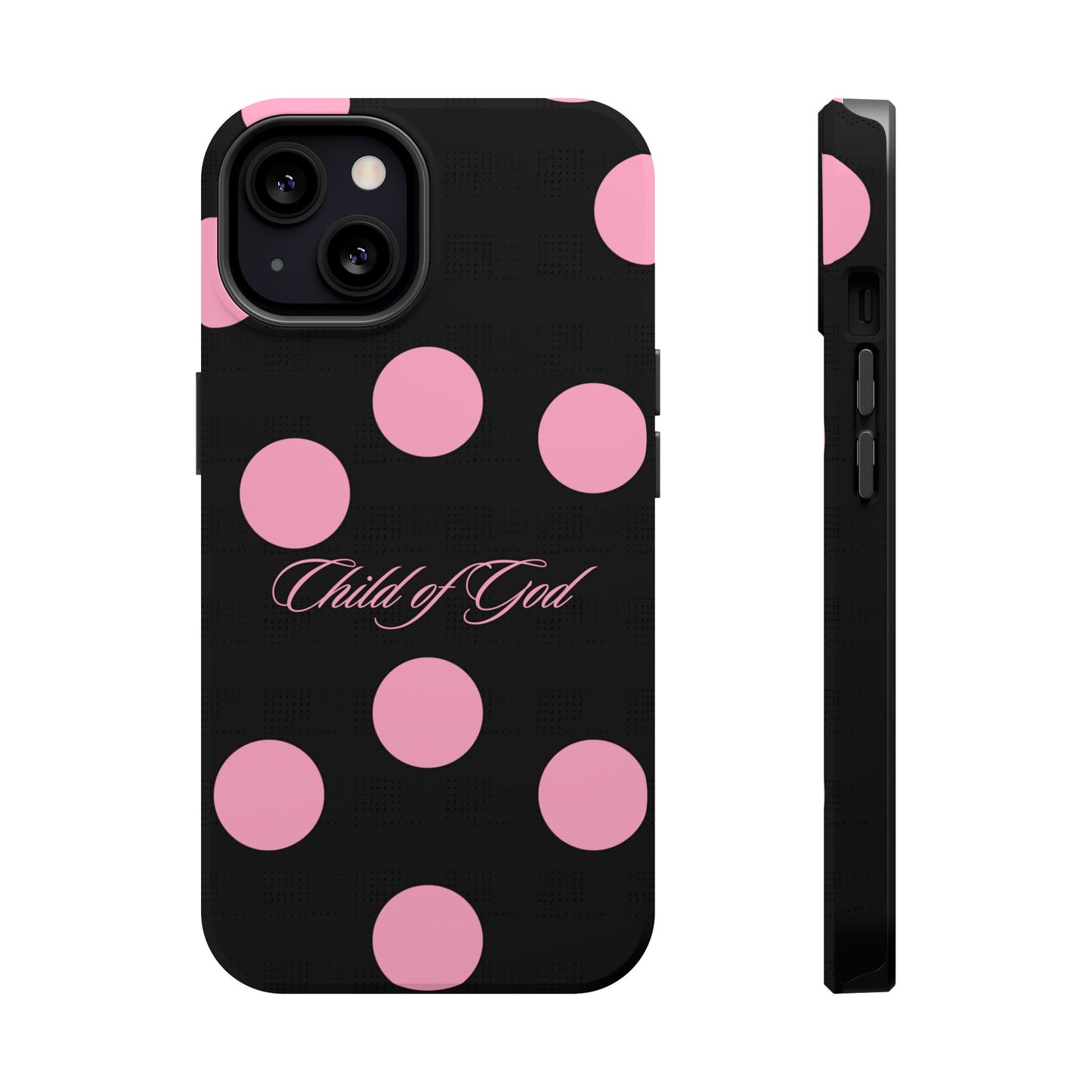 Child of God Pink and Black Polka Dot MagSafe Phone Case