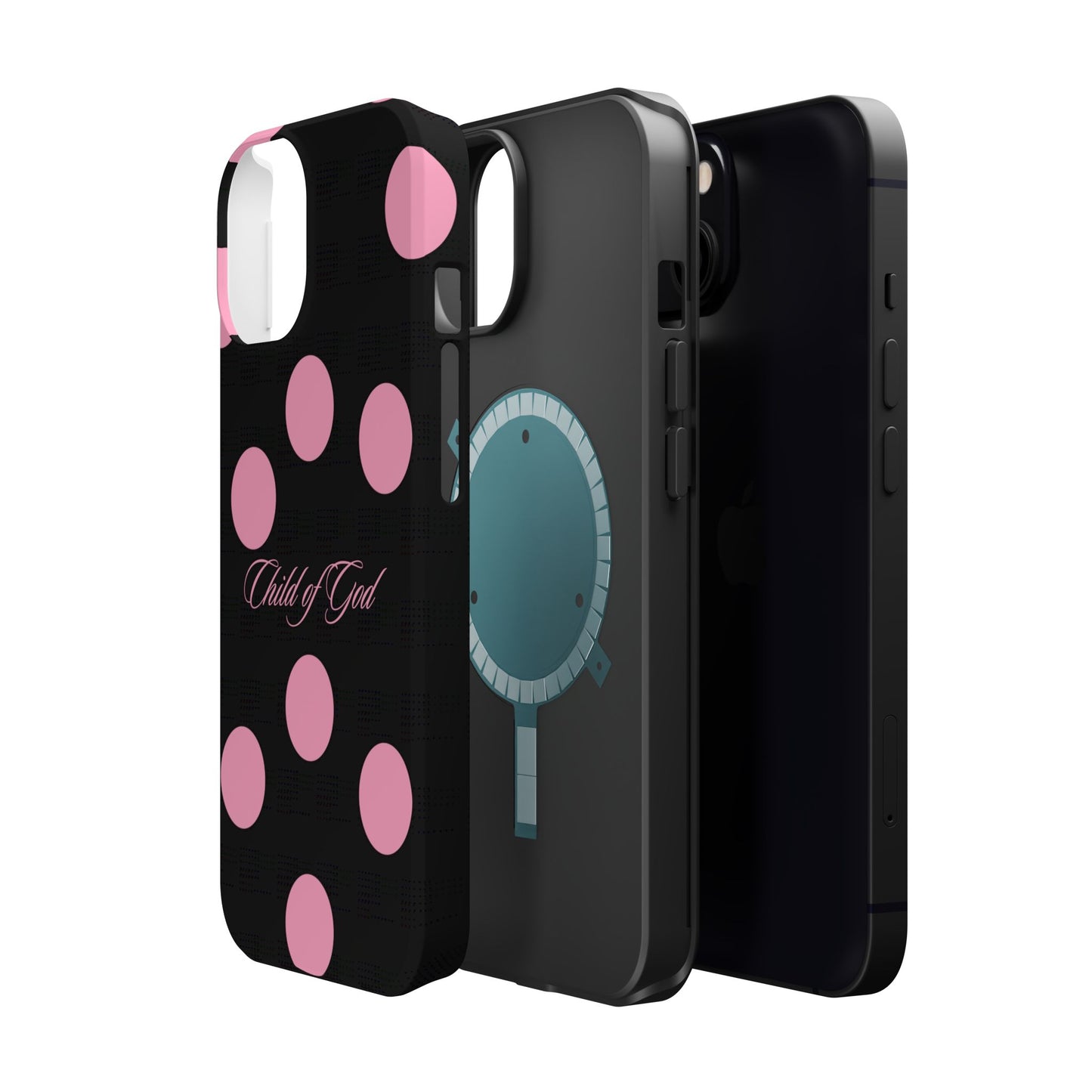 Child of God Pink and Black Polka Dot MagSafe Phone Case