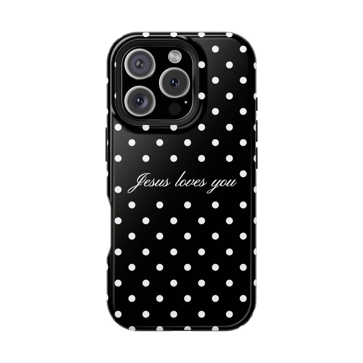 Jesus loves you Black Polka Dot Phone Case MagSafe