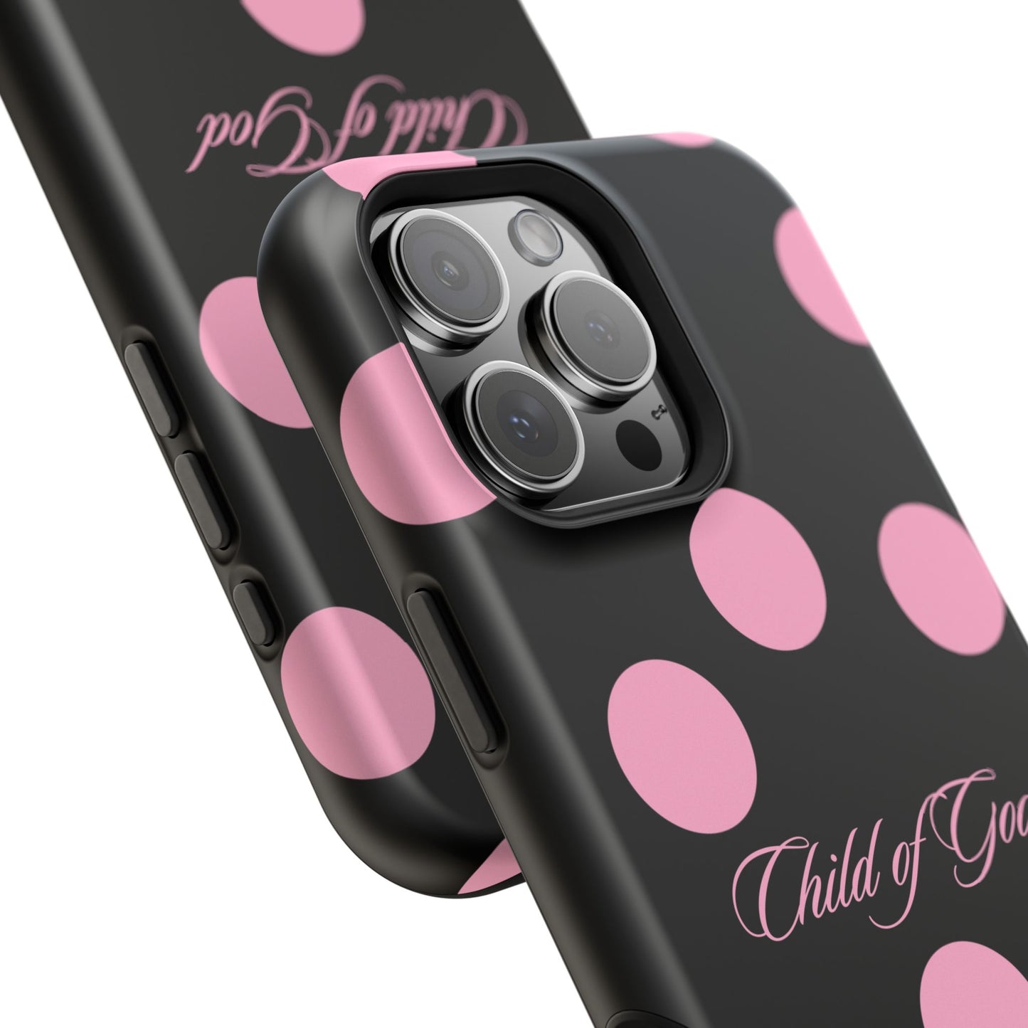 Child of God Pink and Black Polka Dot MagSafe Phone Case
