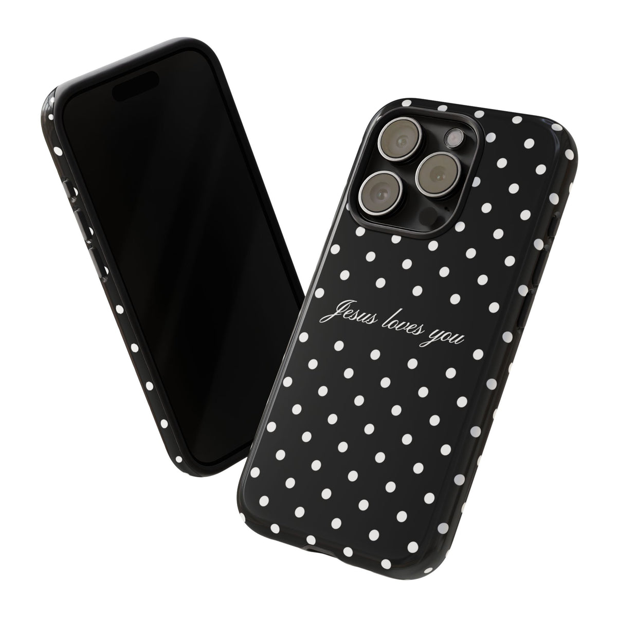 Jesus Loves You Black Polka Dot Phone Case
