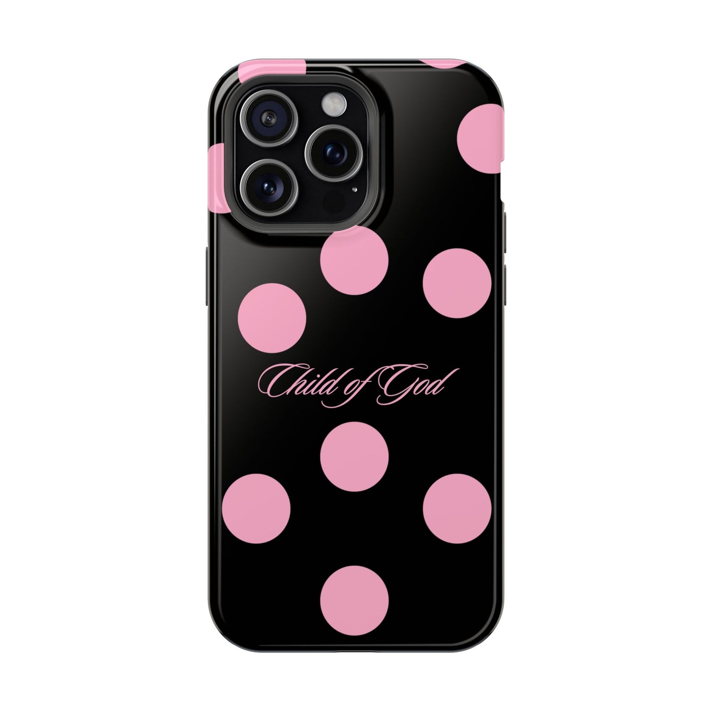 Child of God Pink and Black Polka Dot MagSafe Phone Case