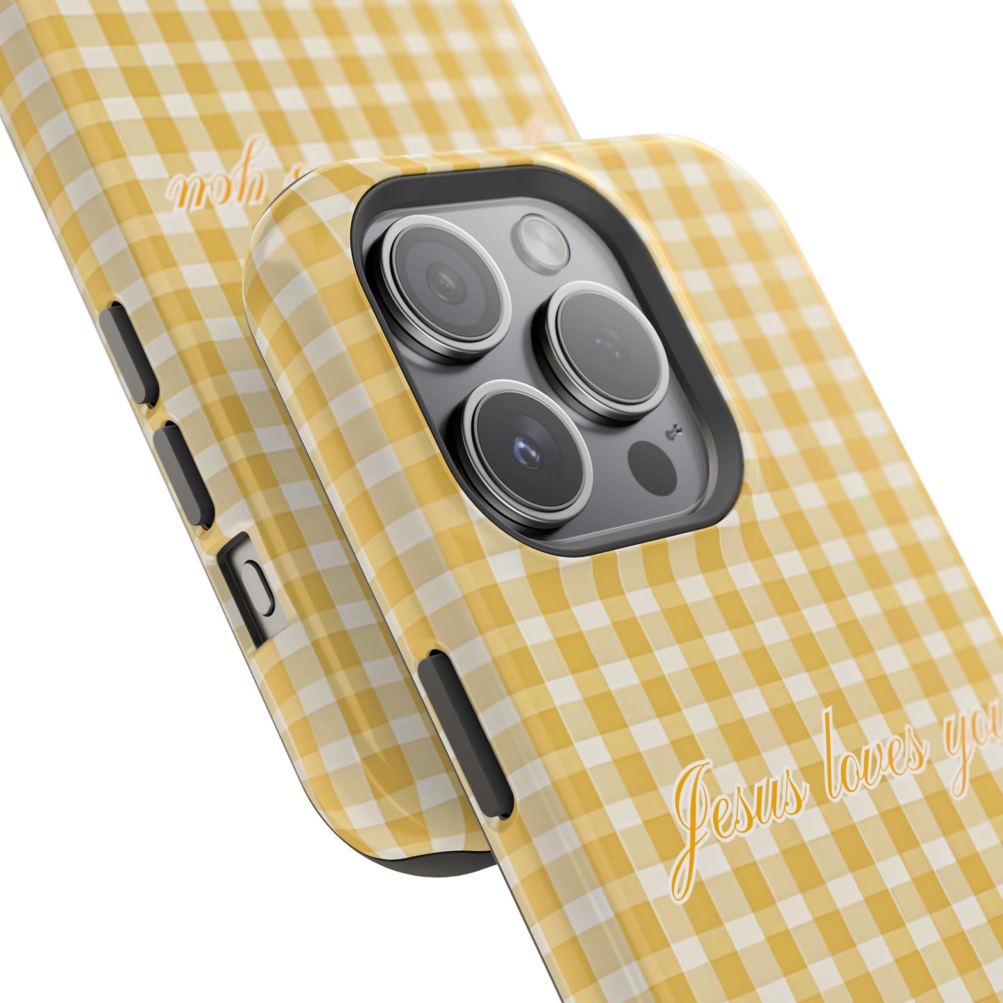 Jesus loves you Gingham Yellow Phone Case MagSafe
