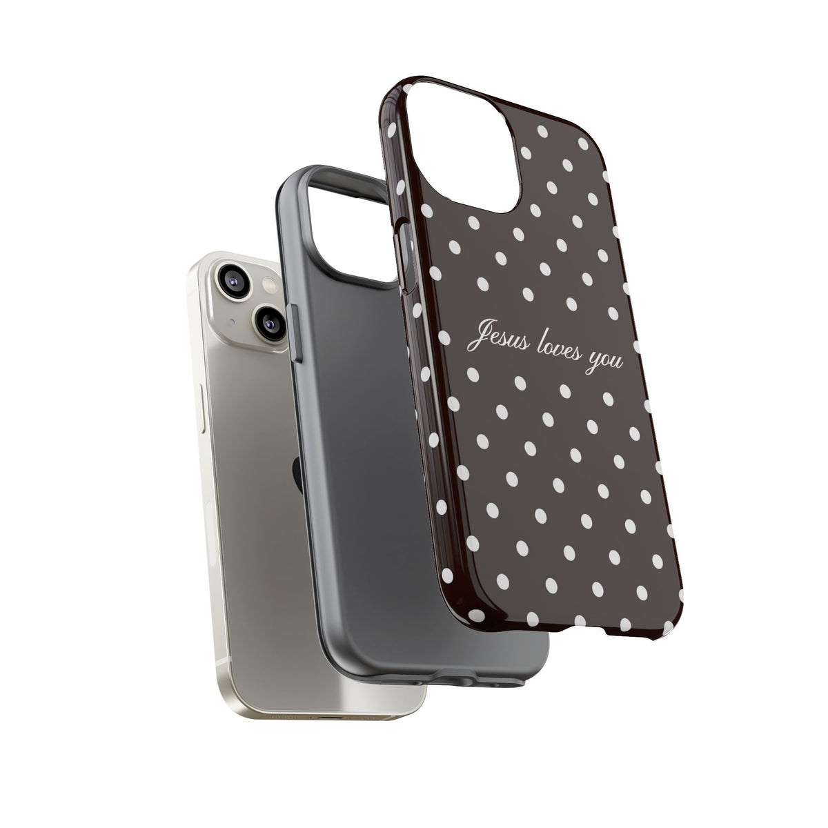Jesus loves you Espresso Polka Dot Phone Case