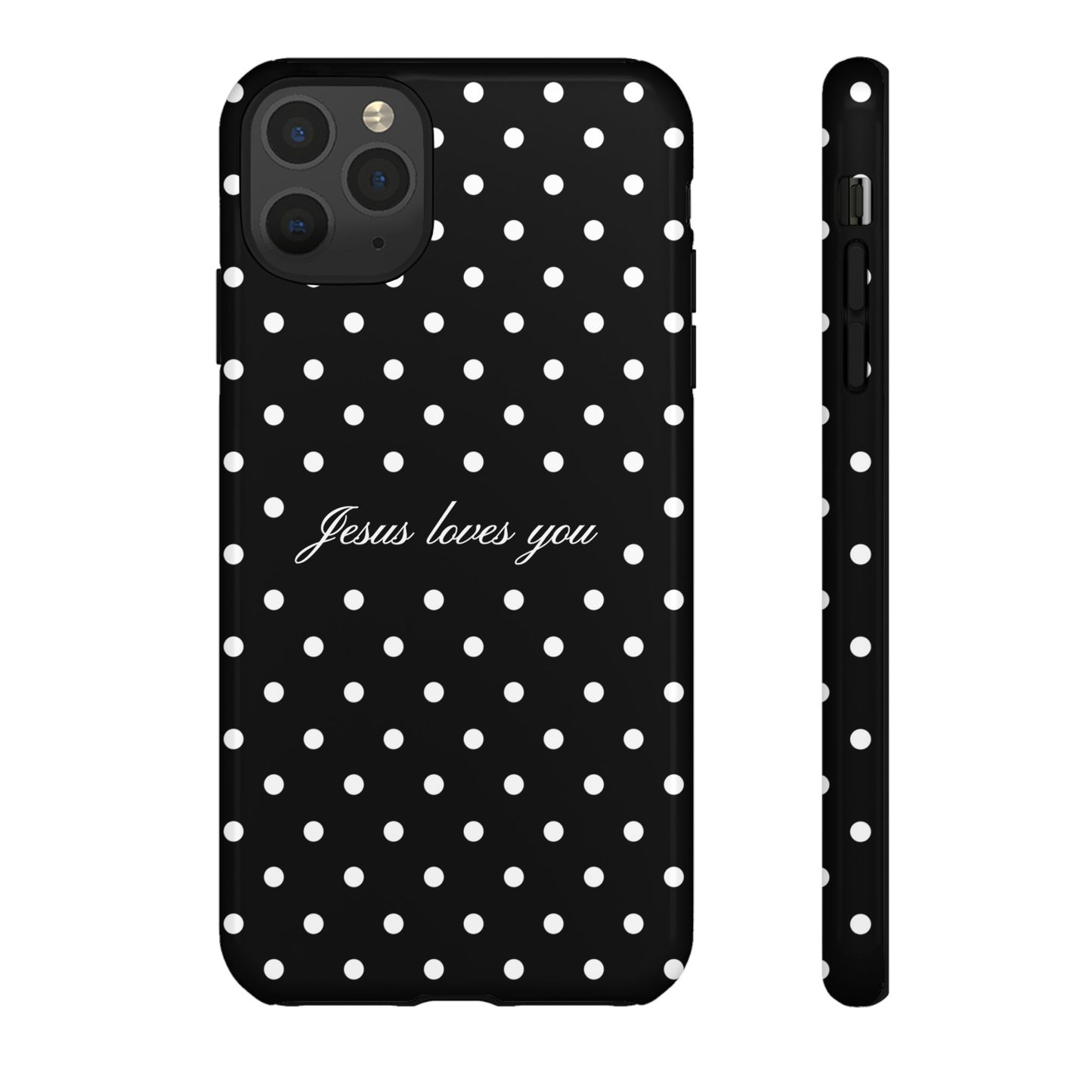 Jesus Loves You Black Polka Dot Phone Case