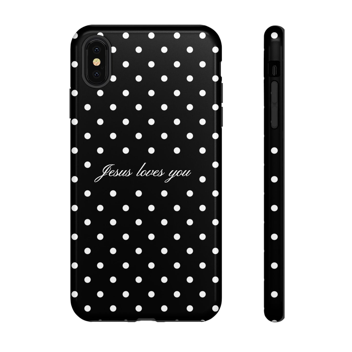 Jesus Loves You Black Polka Dot Phone Case