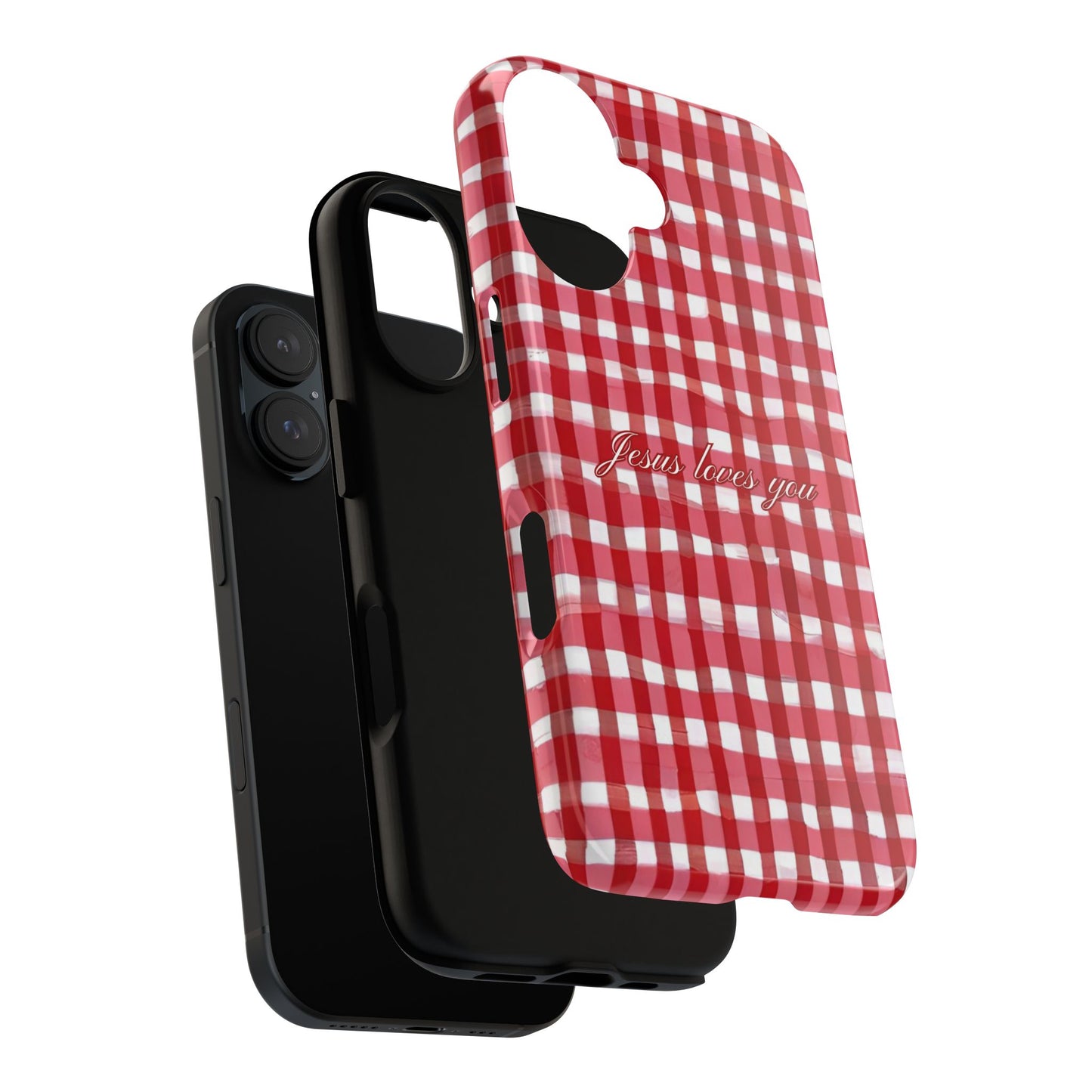 Jesus loves you Gingham phone case