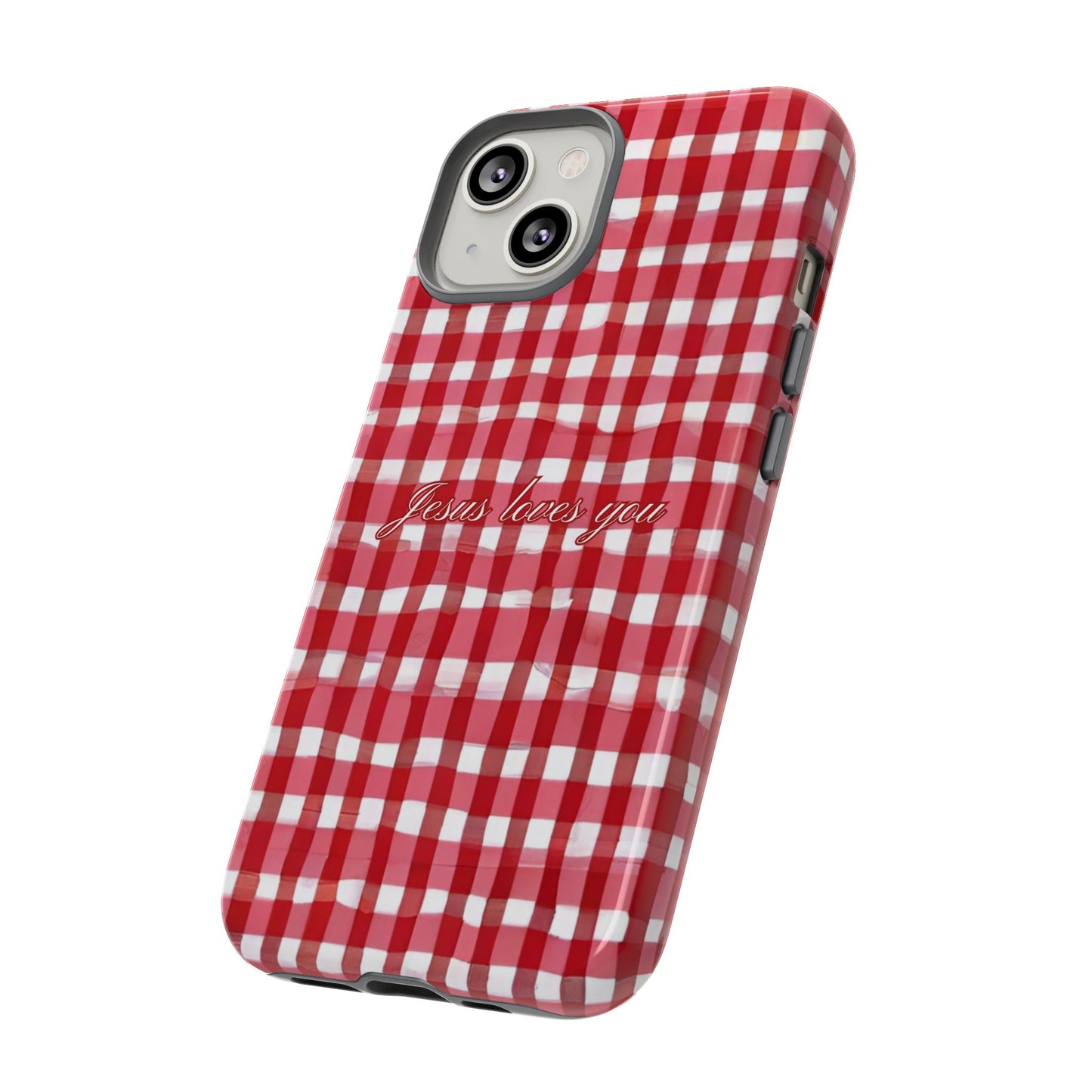 Jesus loves you Gingham phone case