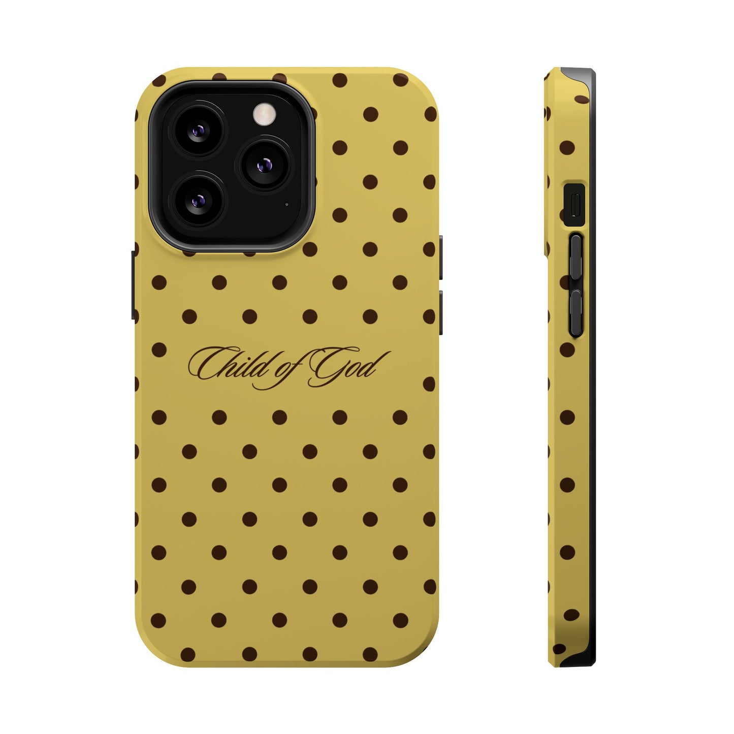 Child of God Yellow and Brown Polka Dot MagSafe Phone Case