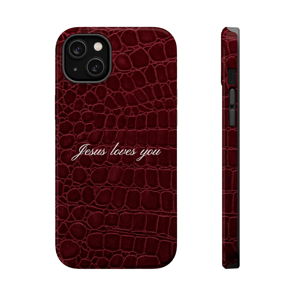 Jesus loves you Burgundy Croc MagSafe Phone Case