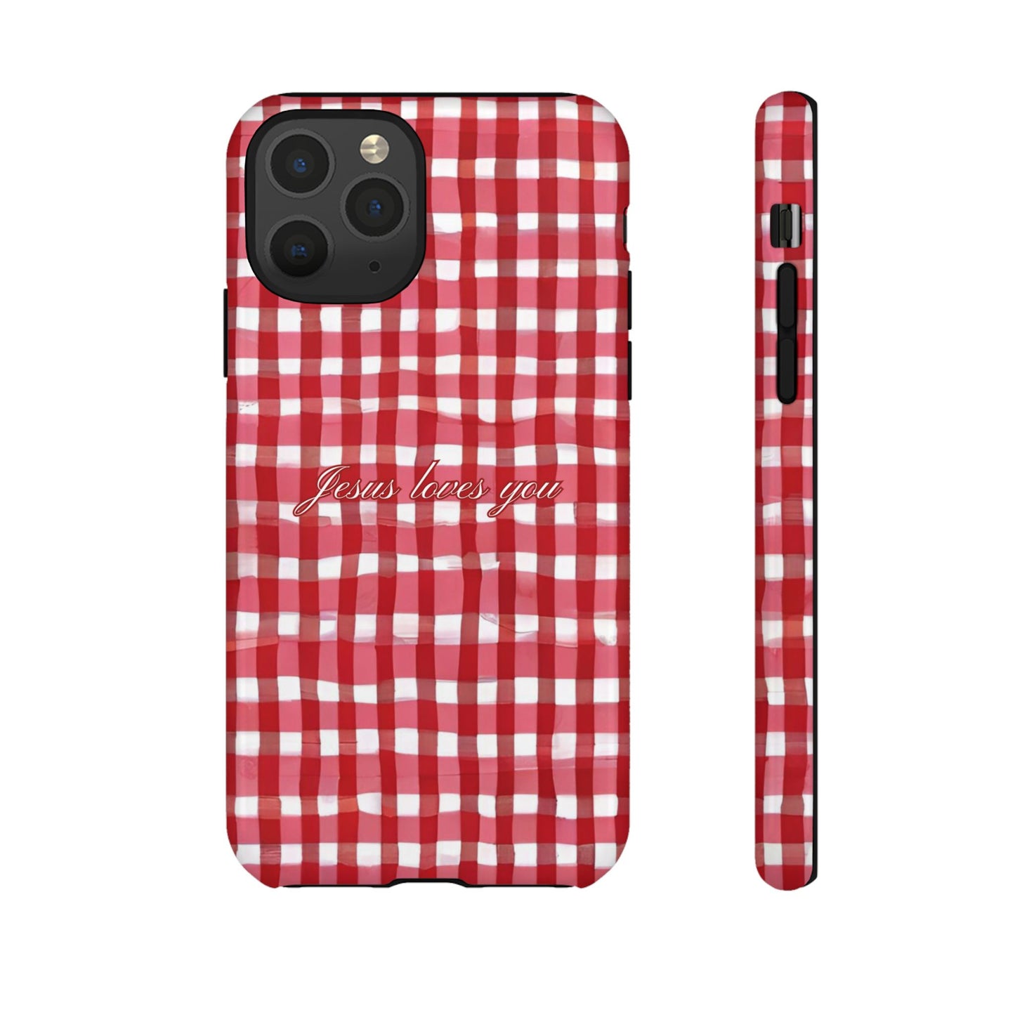 Jesus loves you Gingham phone case
