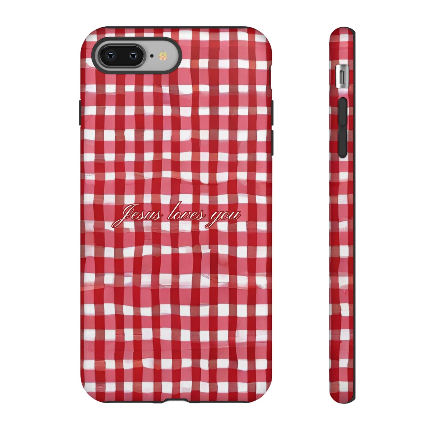 Jesus loves you Gingham phone case