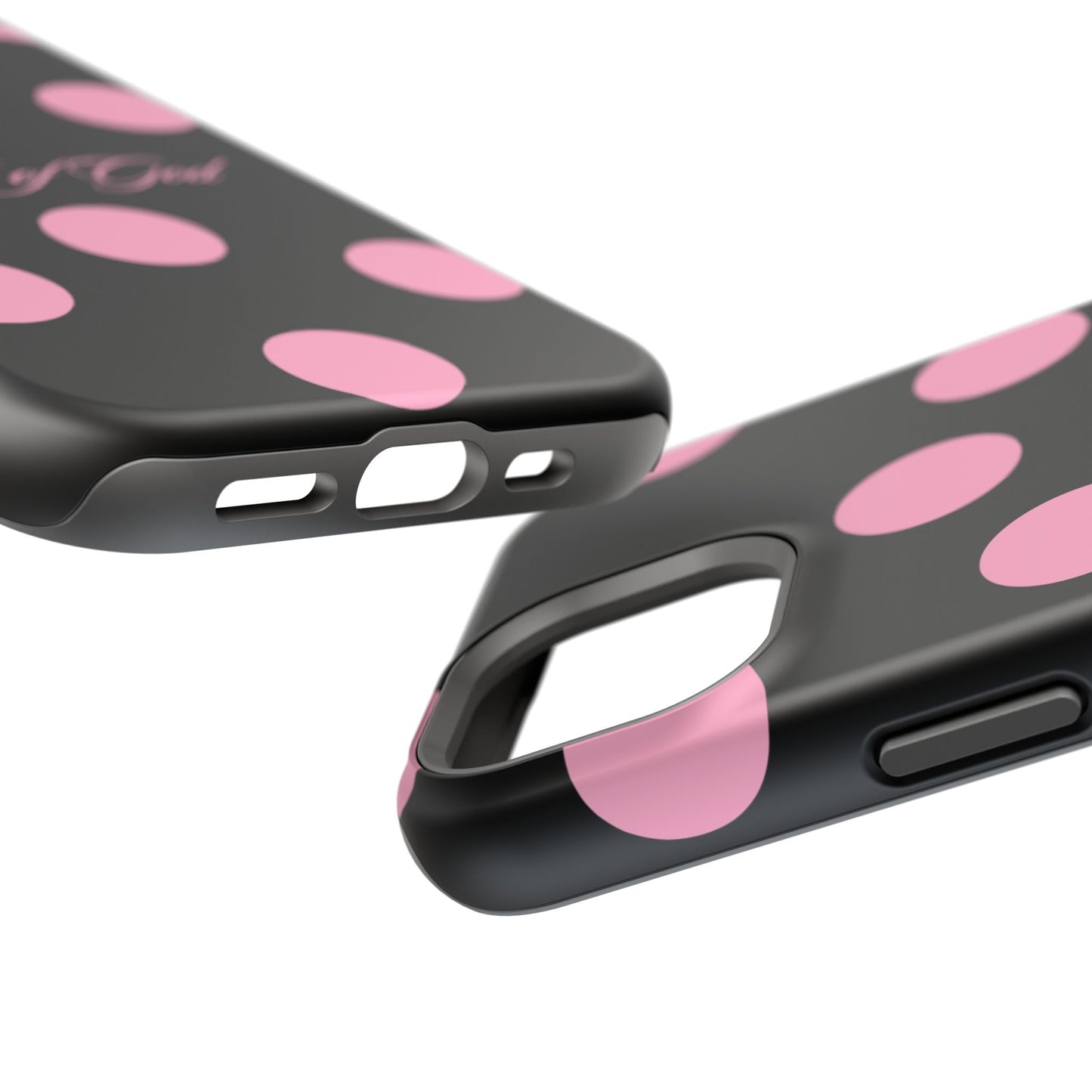 Child of God Pink and Black Polka Dot MagSafe Phone Case