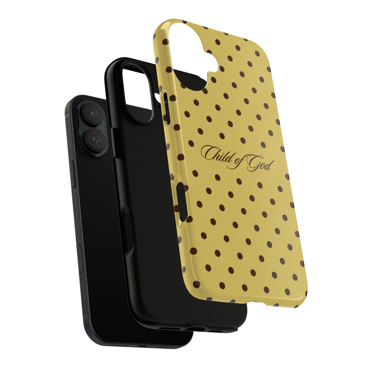 Child of God Brown & Yellow Polka Dot Phone Case