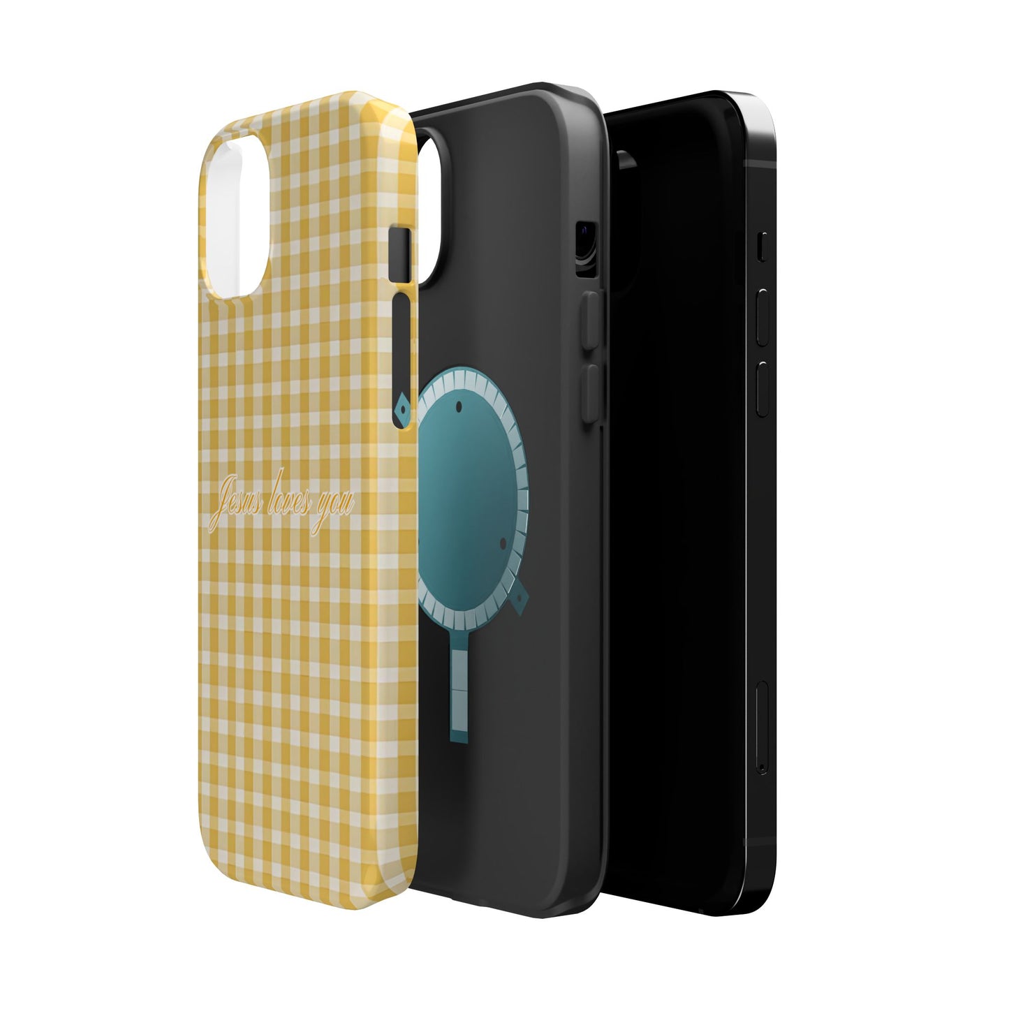 Jesus loves you Gingham Yellow Phone Case MagSafe
