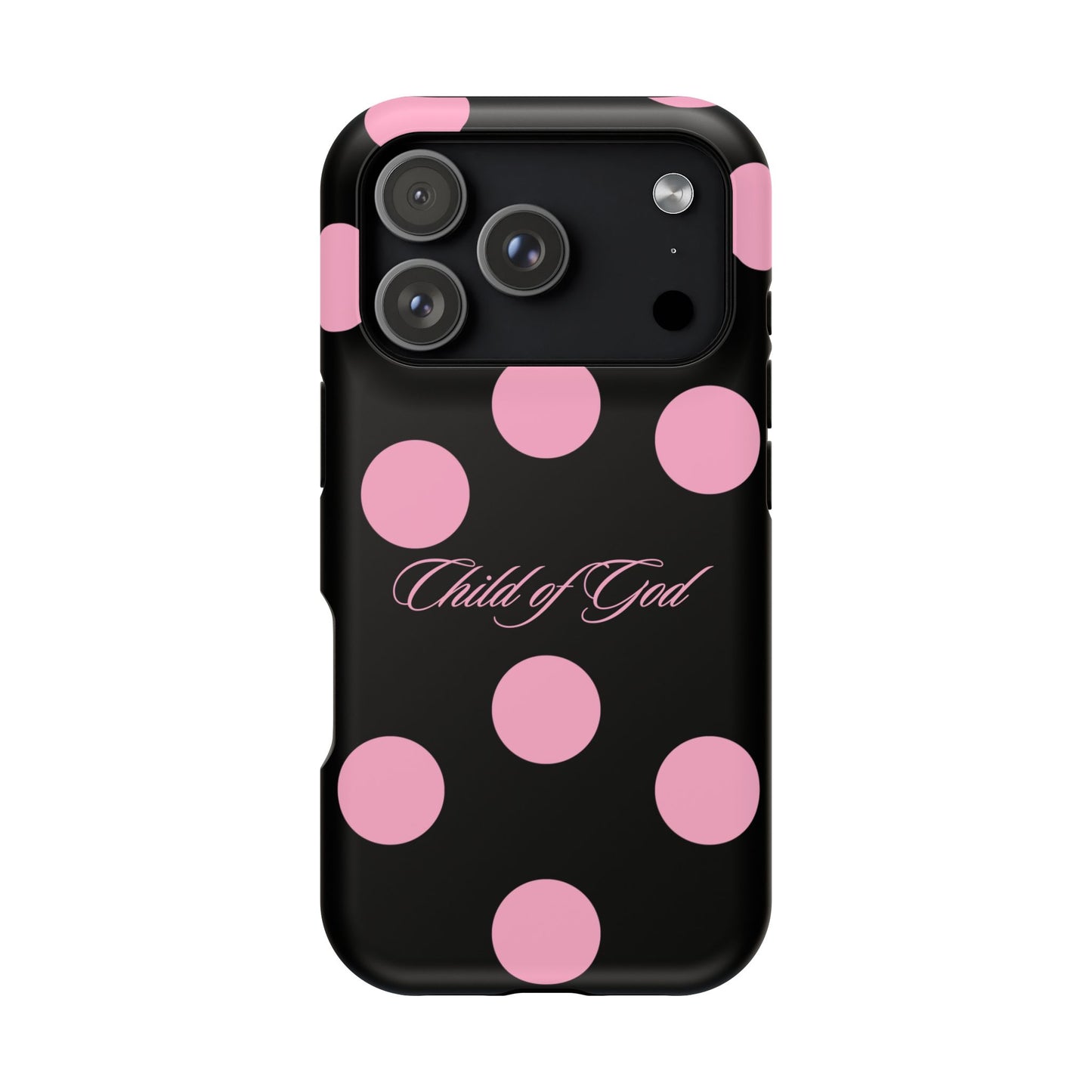 Child of God Pink and Black Polka Dot MagSafe Phone Case