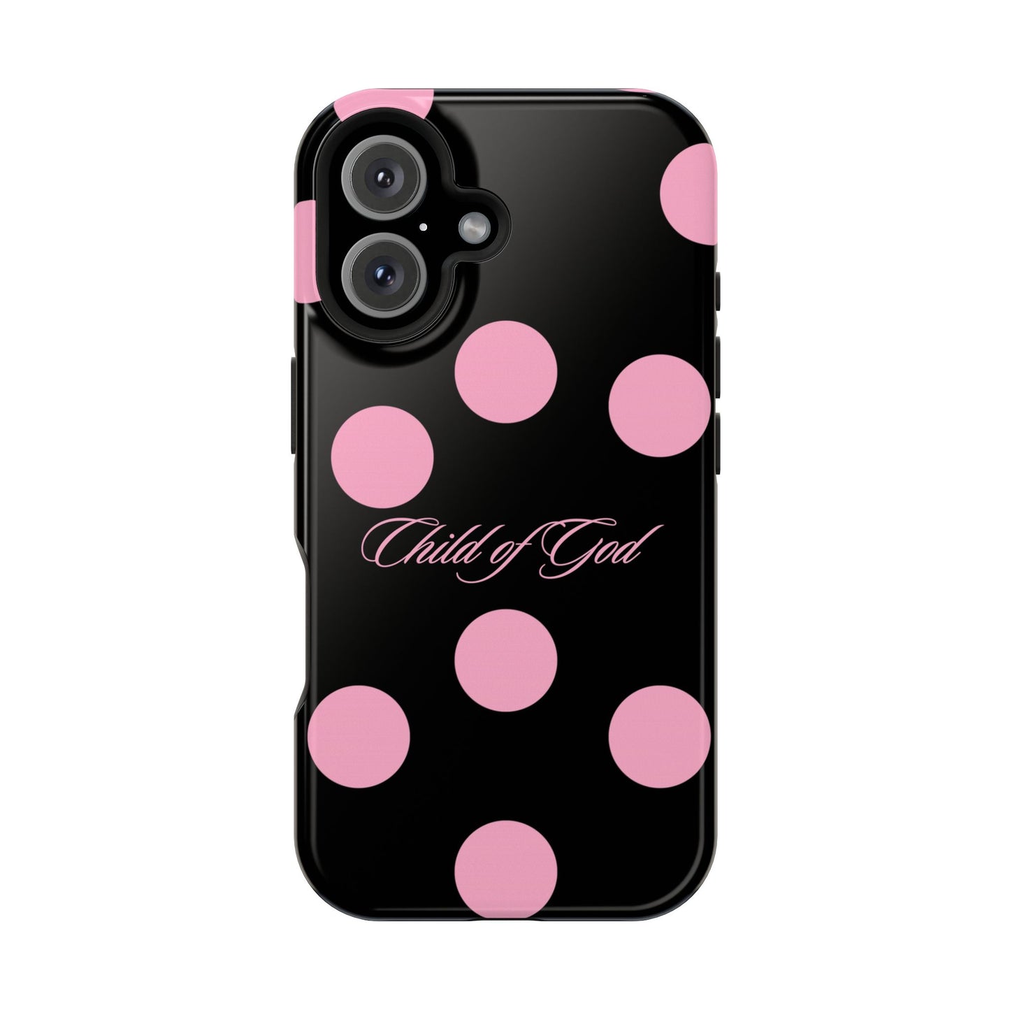 Child of God Pink and Black Polka Dot MagSafe Phone Case