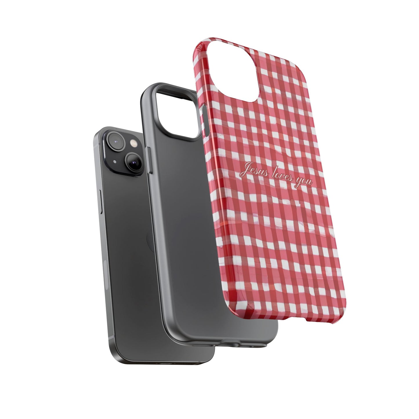 Jesus loves you Gingham phone case