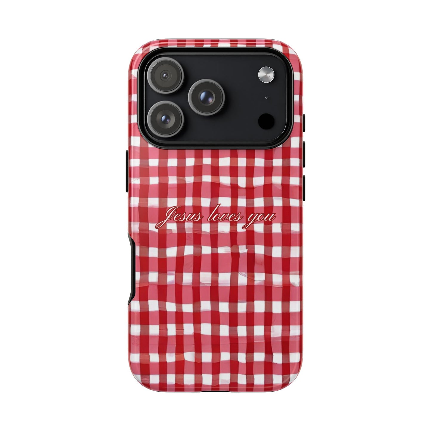 Jesus loves you Gingham phone case