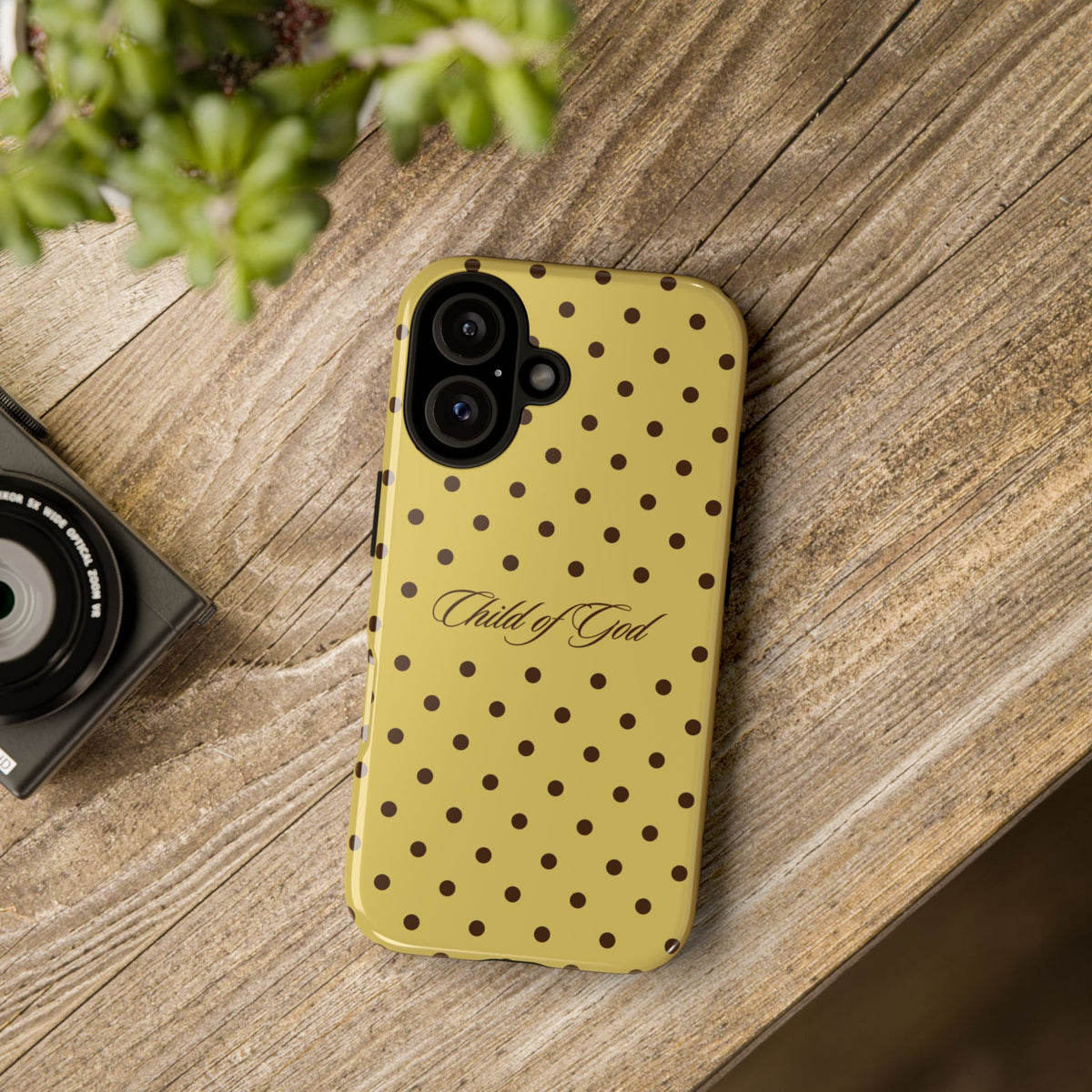Child of God Brown & Yellow Polka Dot Phone Case