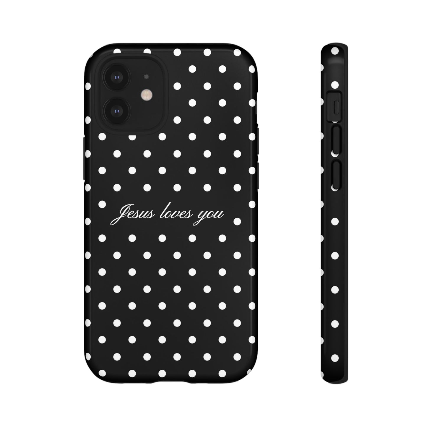 Jesus Loves You Black Polka Dot Phone Case