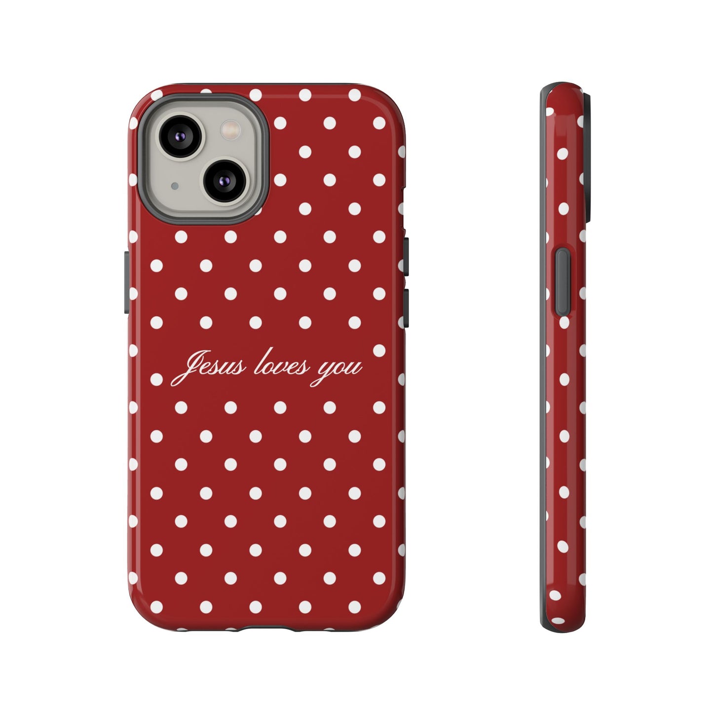 Jesus loves you Red Polka Dot Phone Case