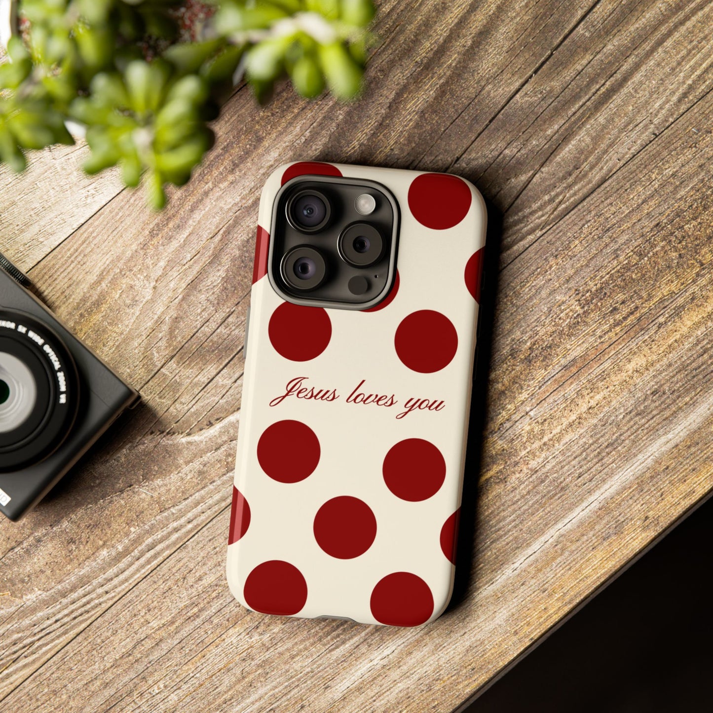 Jesus loves you Red and Créame Phone Case