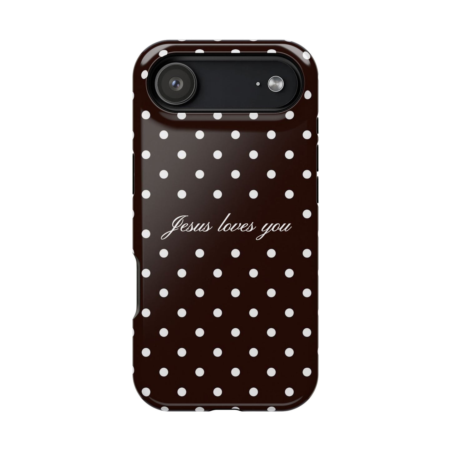 Jesus loves you Espresso Polka Dot MagSafe Phone Case