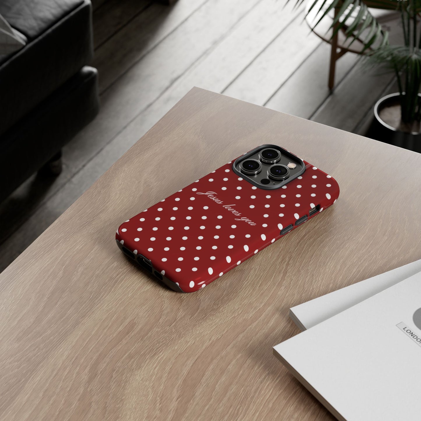 Jesus loves you Red Polka Dot Phone Case