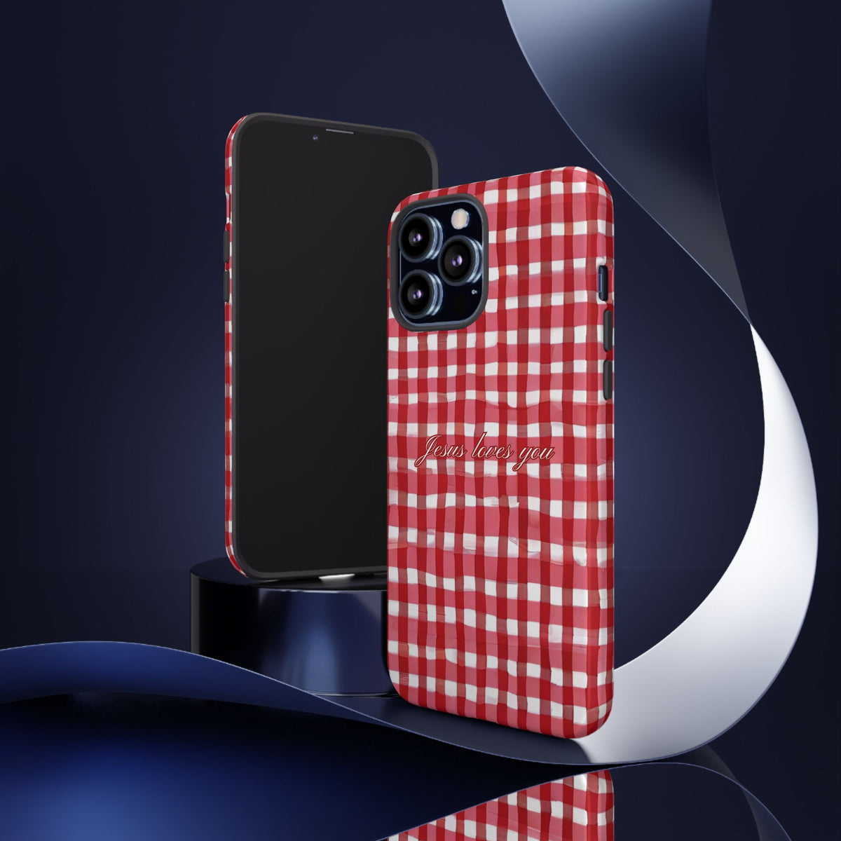 Jesus loves you Gingham phone case