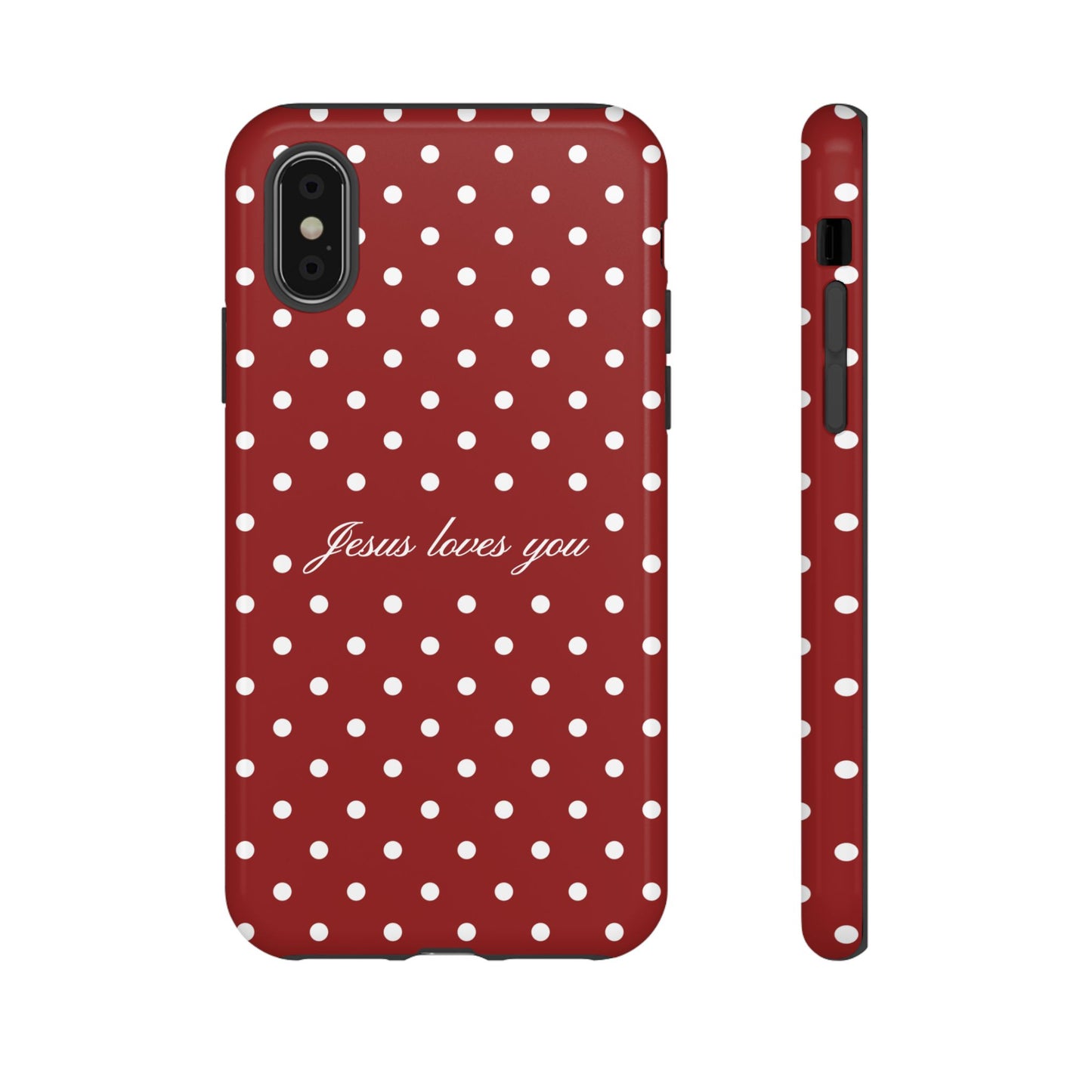 Jesus loves you Red Polka Dot Phone Case