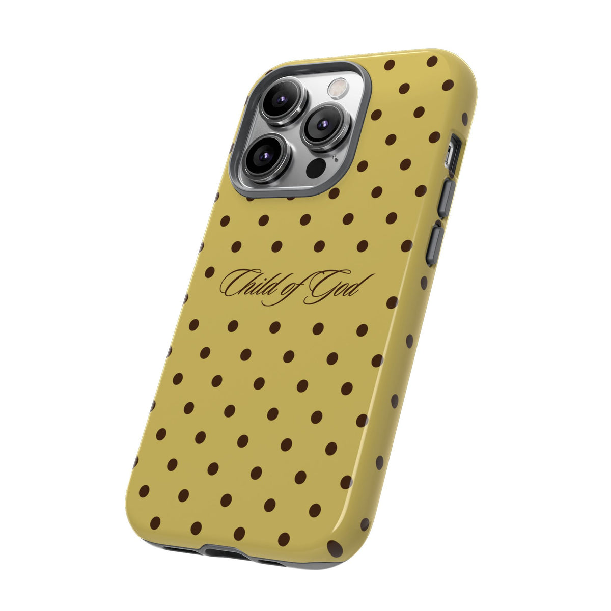 Child of God Brown & Yellow Polka Dot Phone Case
